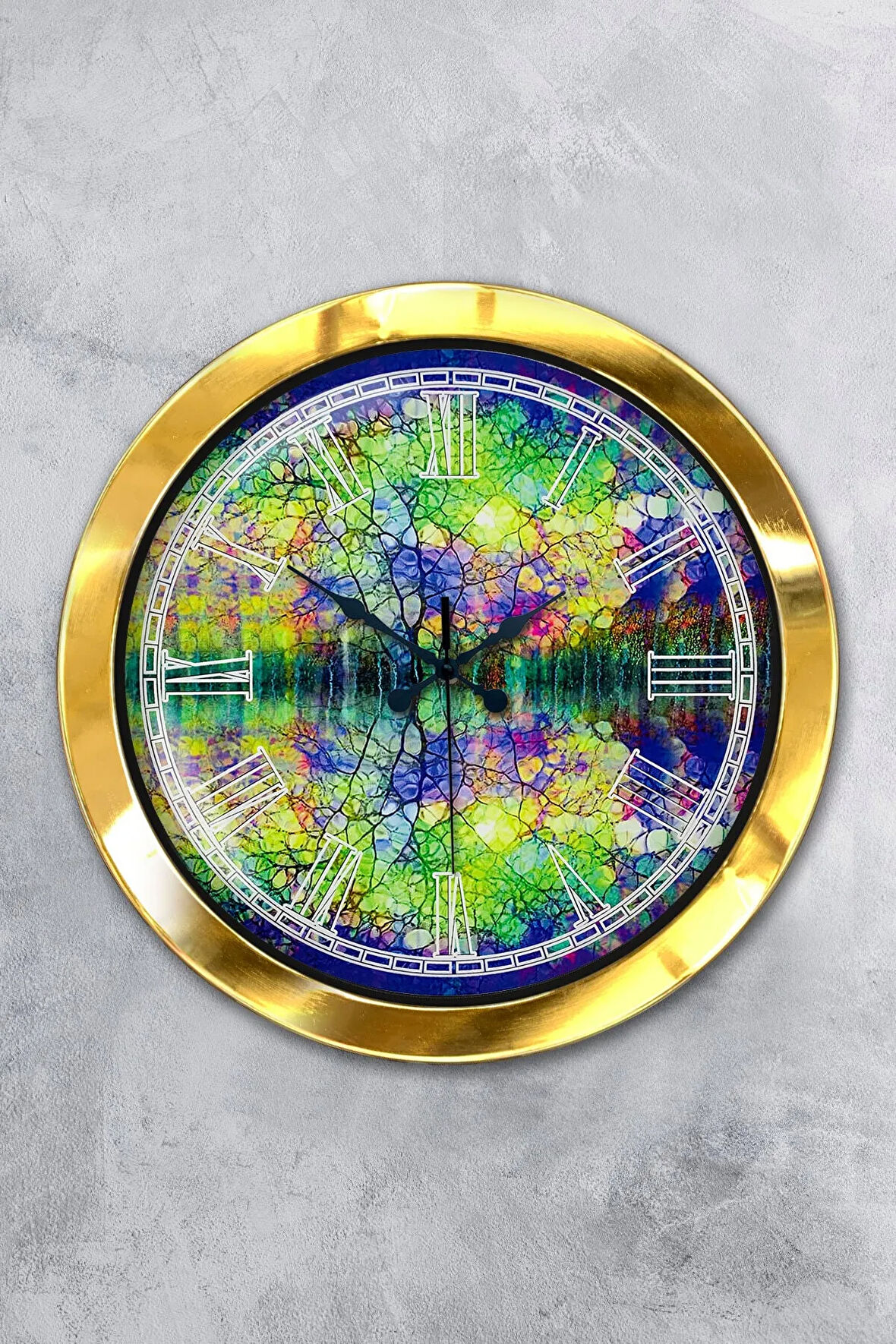 Hediyelik 36 Cm Gold Metal Mücevher Duvar Saati