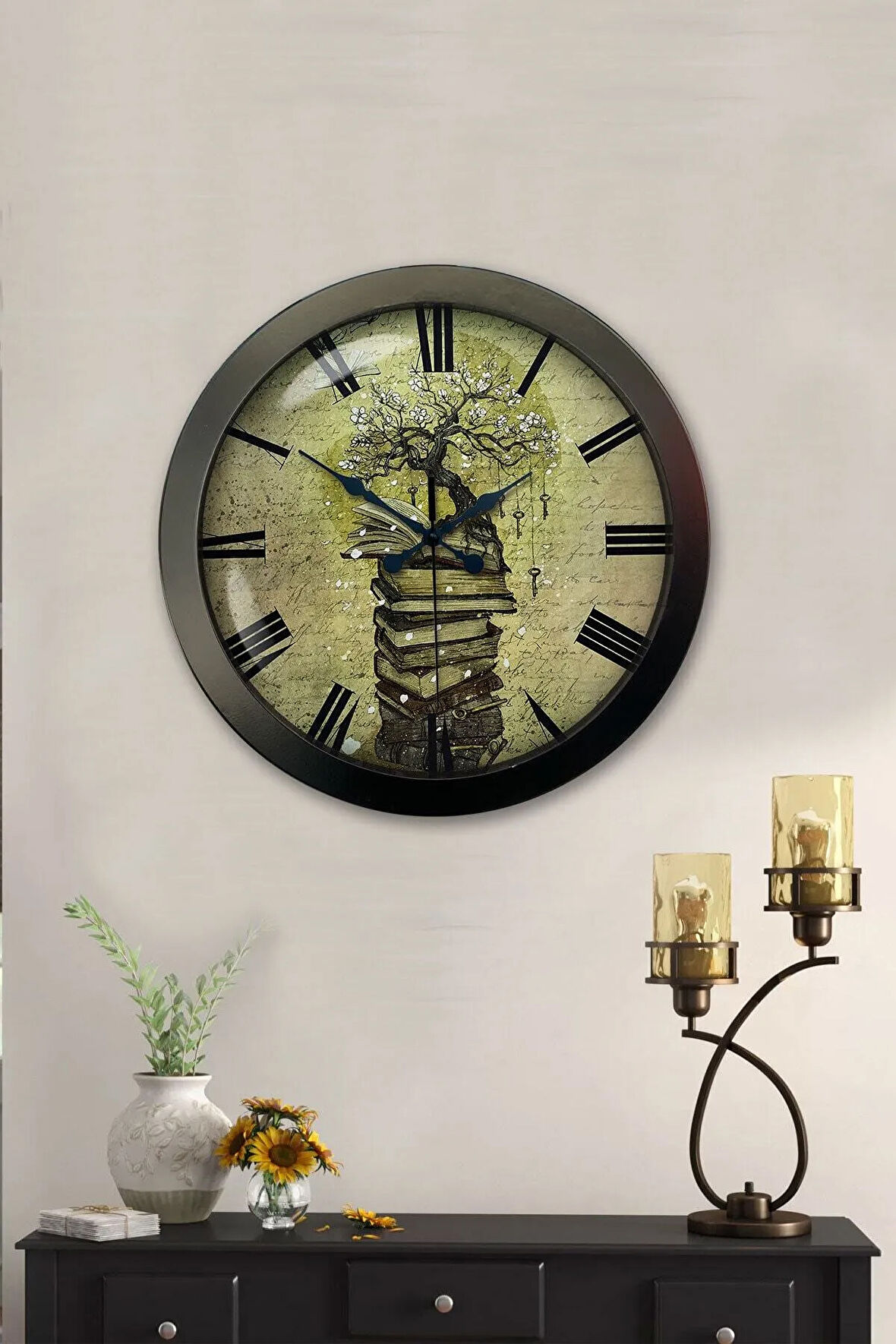 Hediyelik 36 Cm Siyah Metal Kitap Duvar Saati
