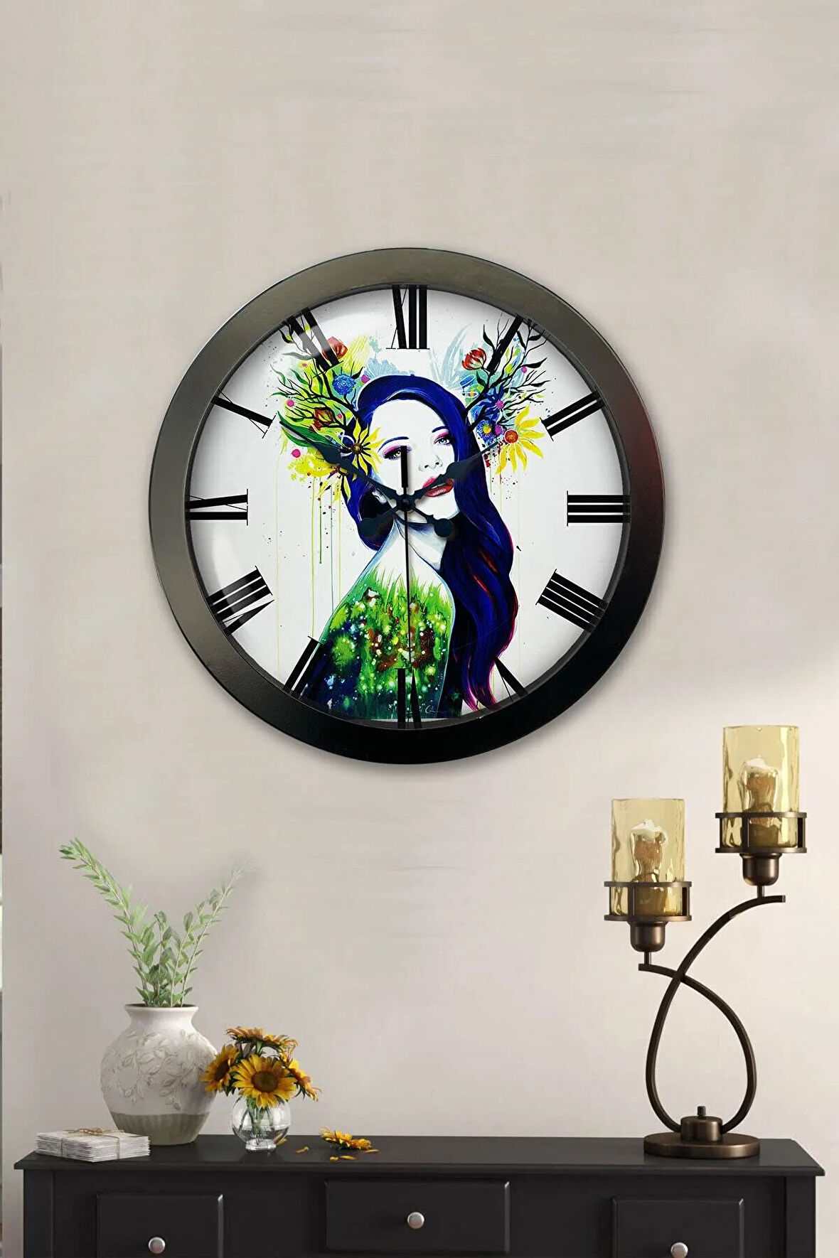 36 Cm Siyah Metal Modern Sanat Duvar Saati