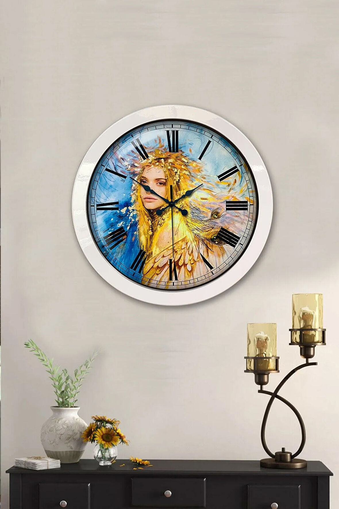 Hediyelik 36 Cm Beyaz Metal Prenses Duvar Saati