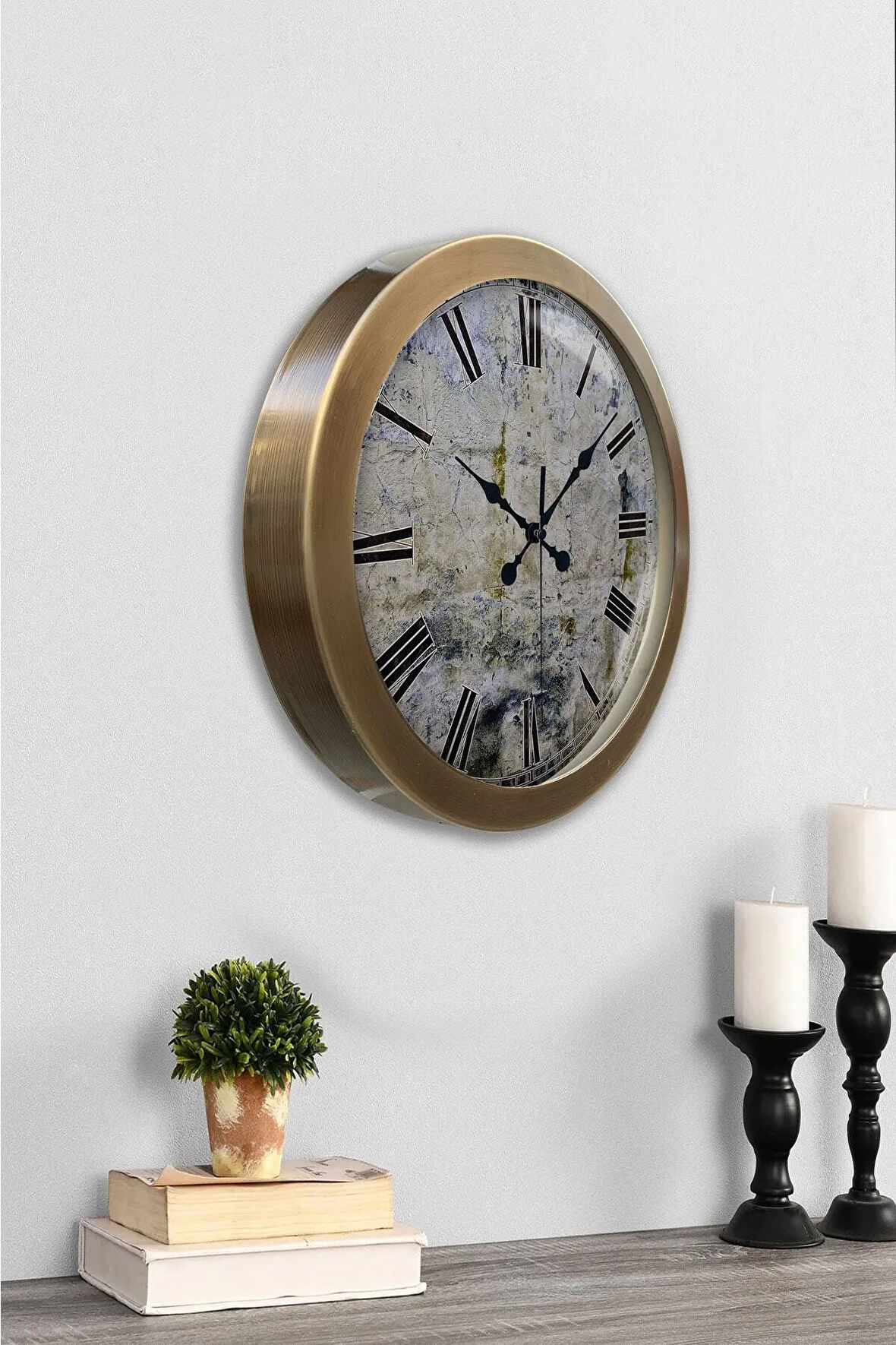 36 cm Eskitme Metal Decorative Duvar Saati