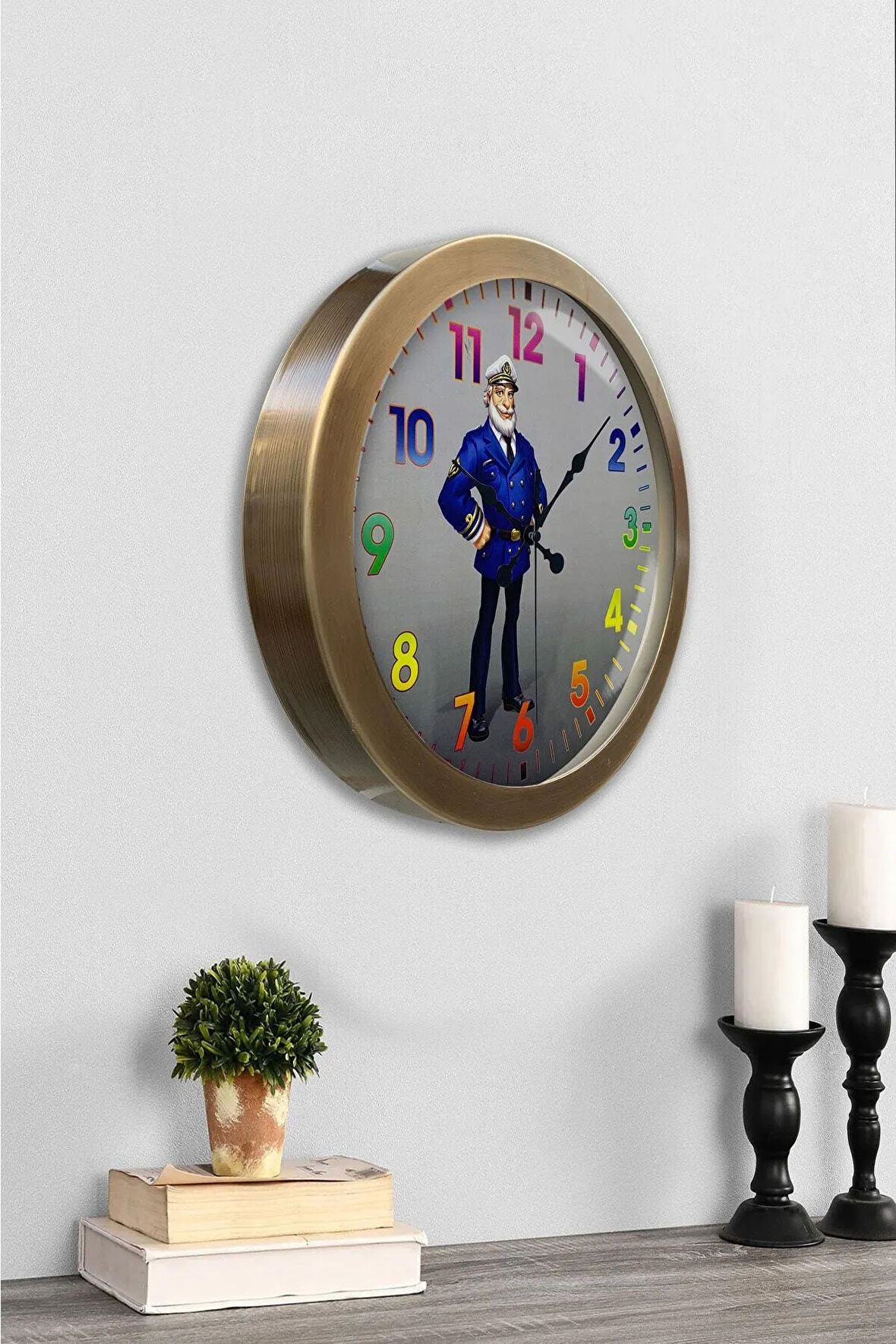 36 Cm Eskitme Metal Gemi Kaptanı Duvar Saati