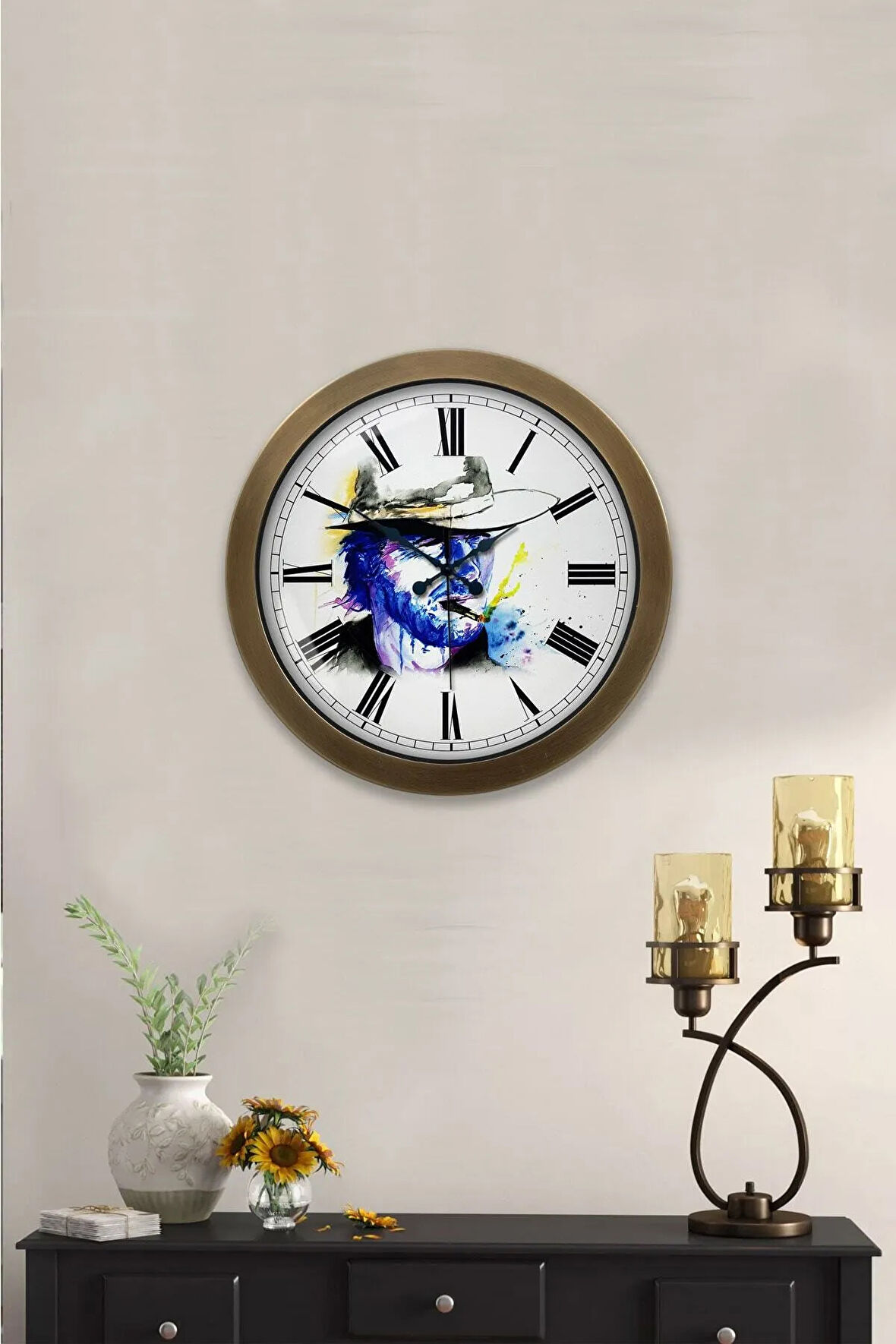 36 cm Eskitme Metal Karakter Duvar Saati