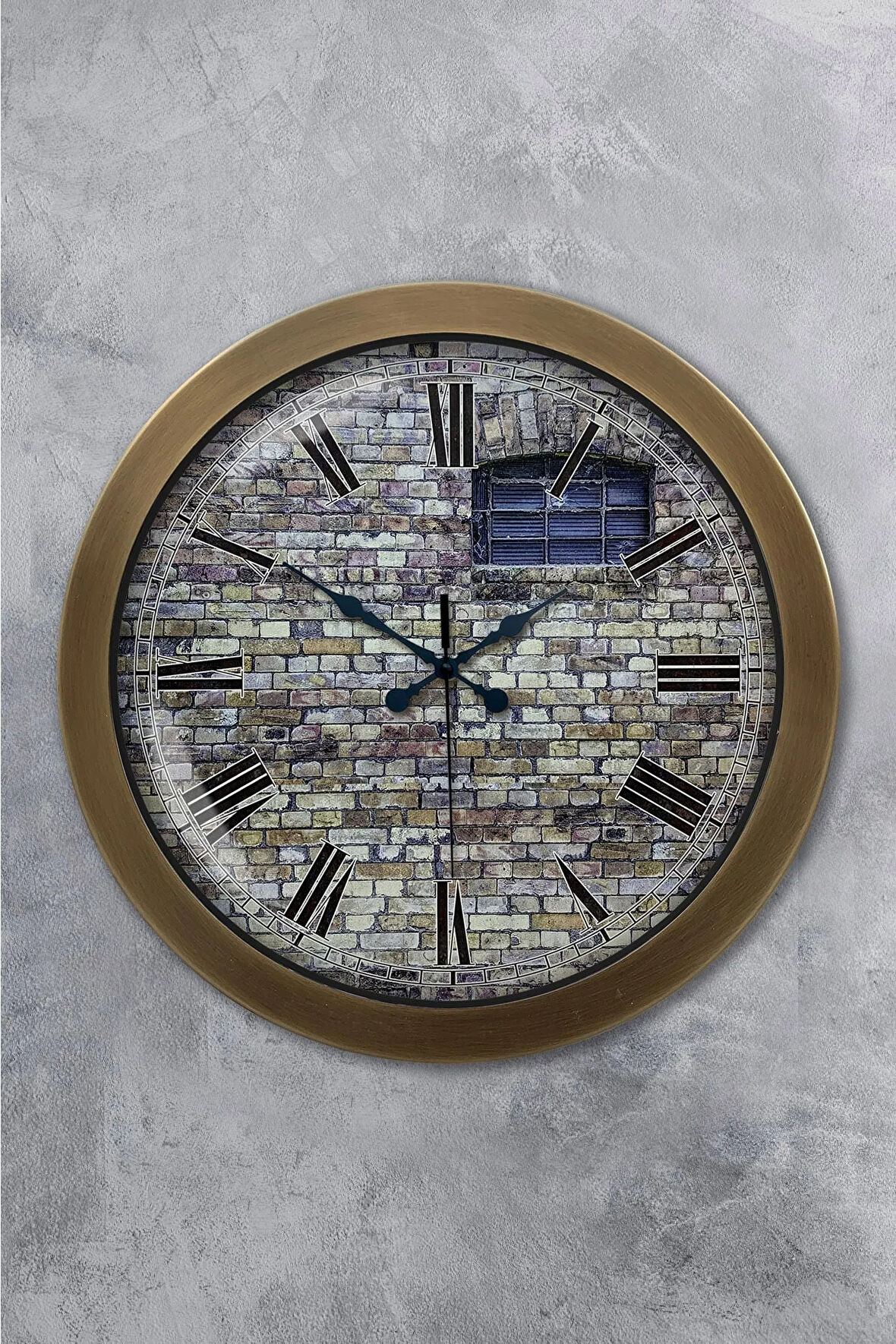 Eskitme Metal Taş Yapı Duvar Saati 36 cm