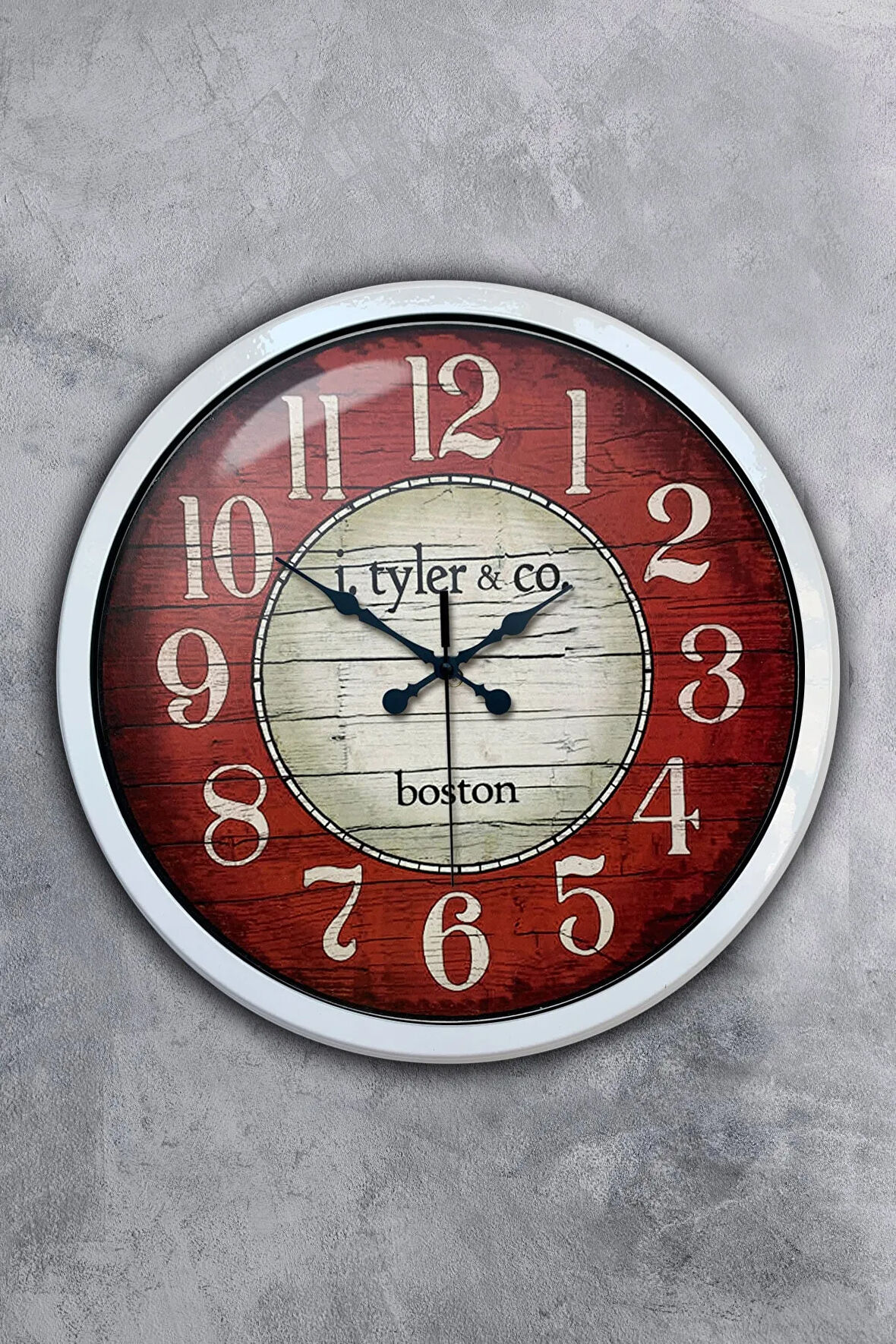 Hediyelik 40 Cm Beyaz Metal Boston Duvar Saati