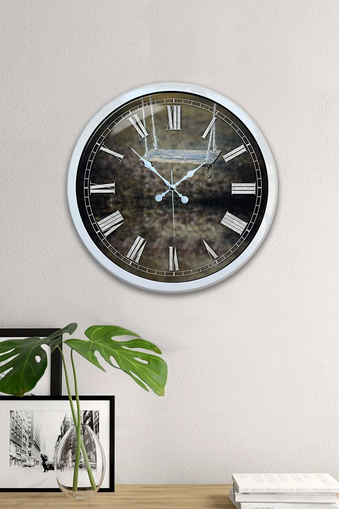 Hediyelik 40 Cm Beyaz Metal Eski Duvar Saati