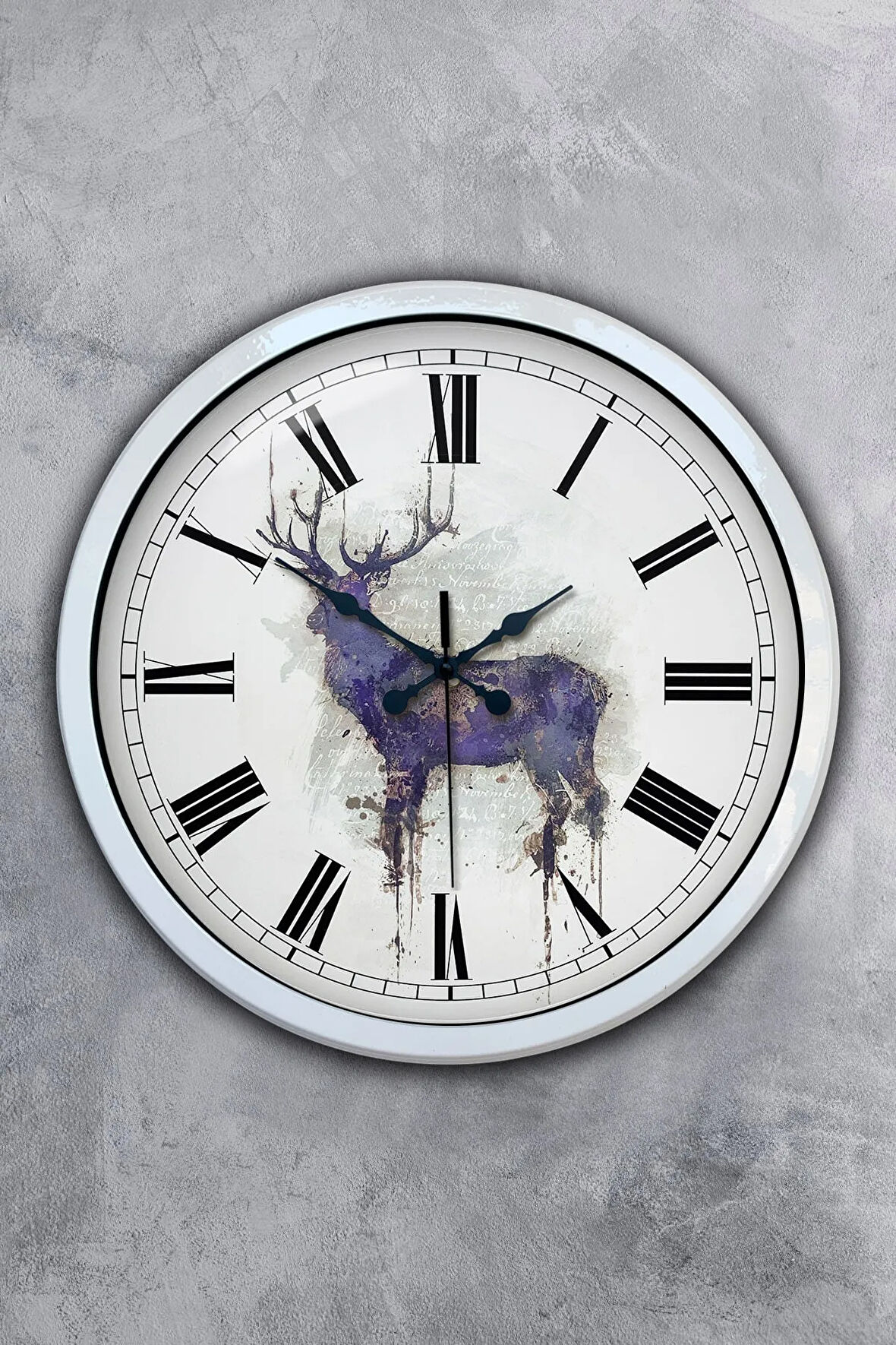 Hediyelik 40 Cm Beyaz Metal Hayvan Duvar Saati