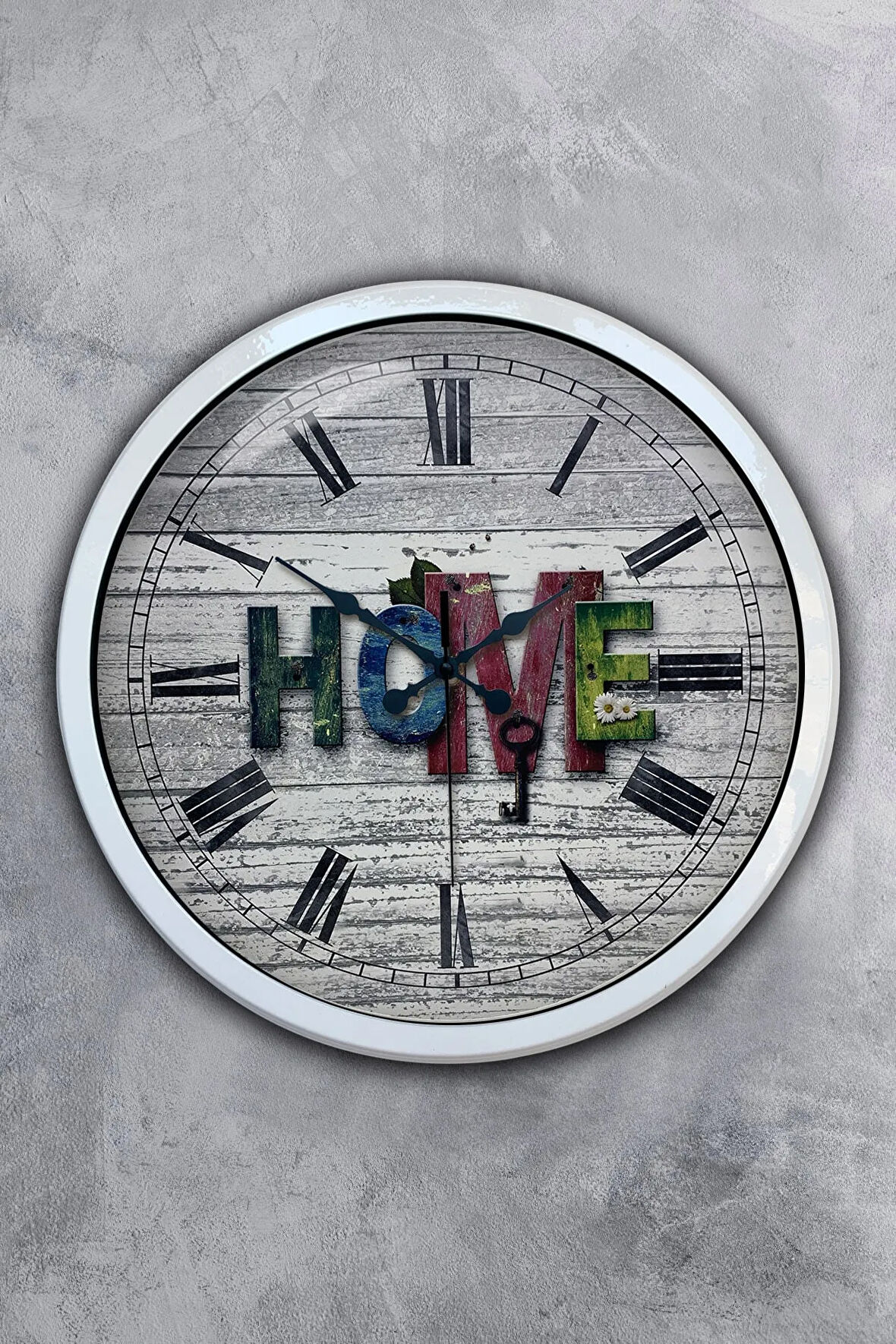 Hediyelik 40 Cm Beyaz Metal Home Duvar Saati