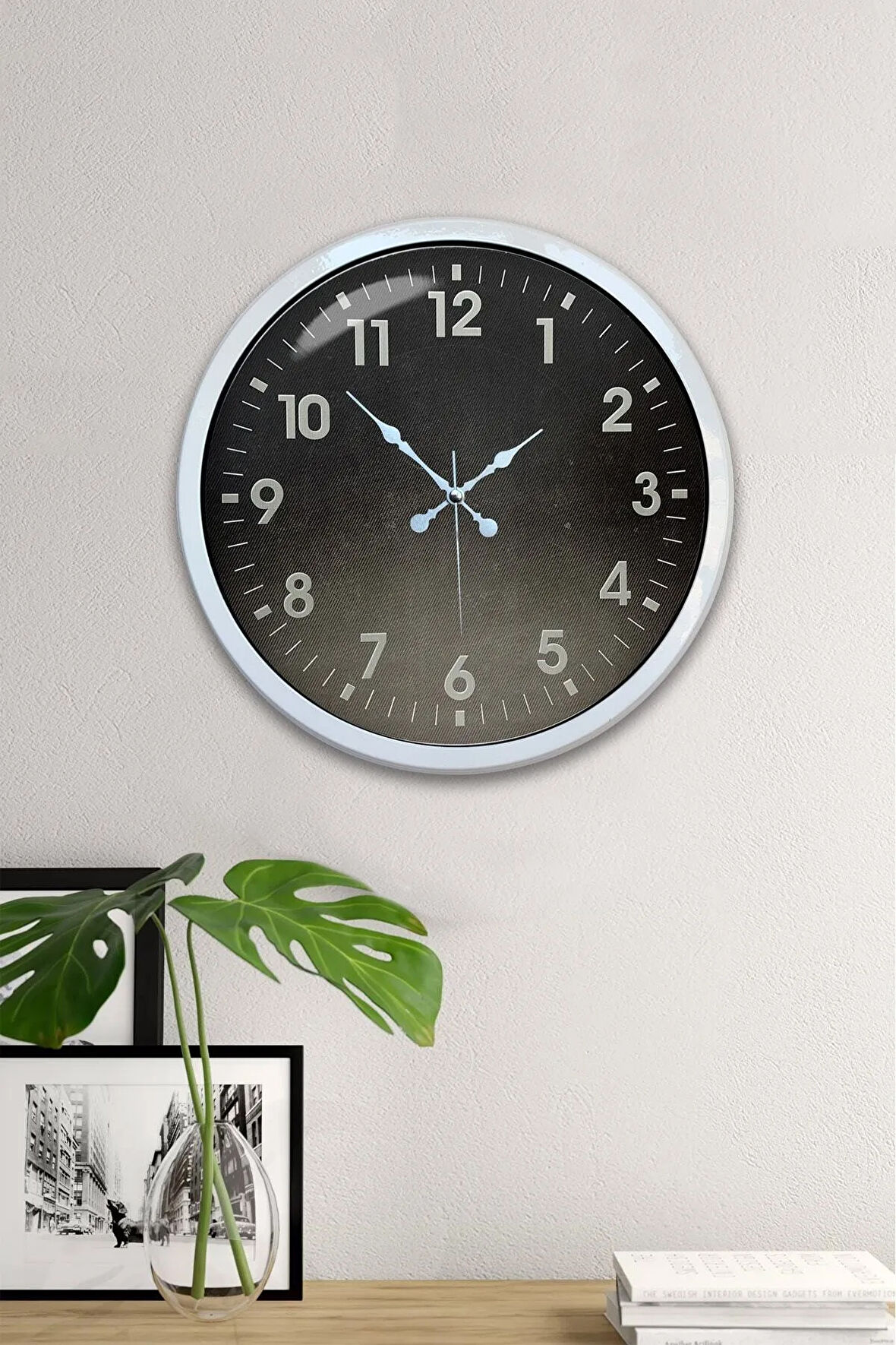 Hediyelik 40 Cm Beyaz Metal Klasik Duvar Saati