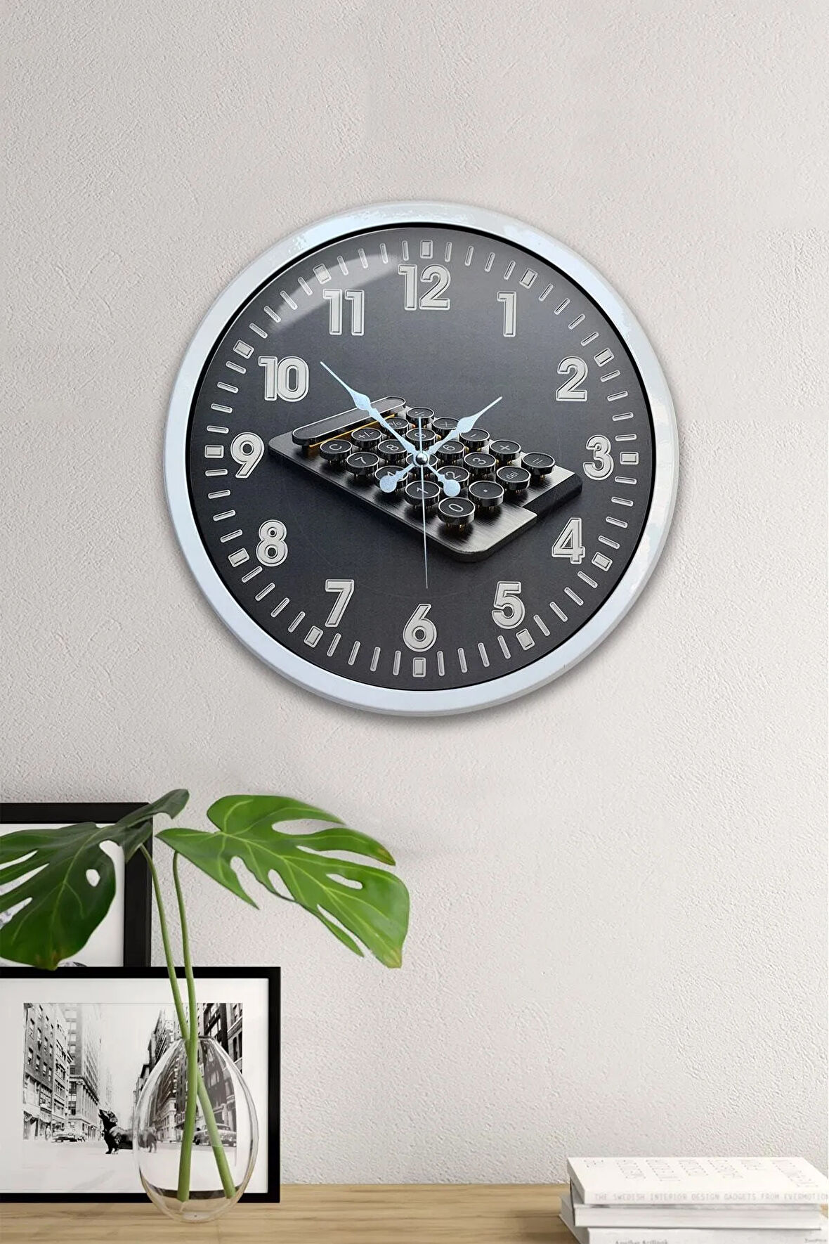 Hediyelik 40 Cm Beyaz Metal Muhasebeci Duvar Saati