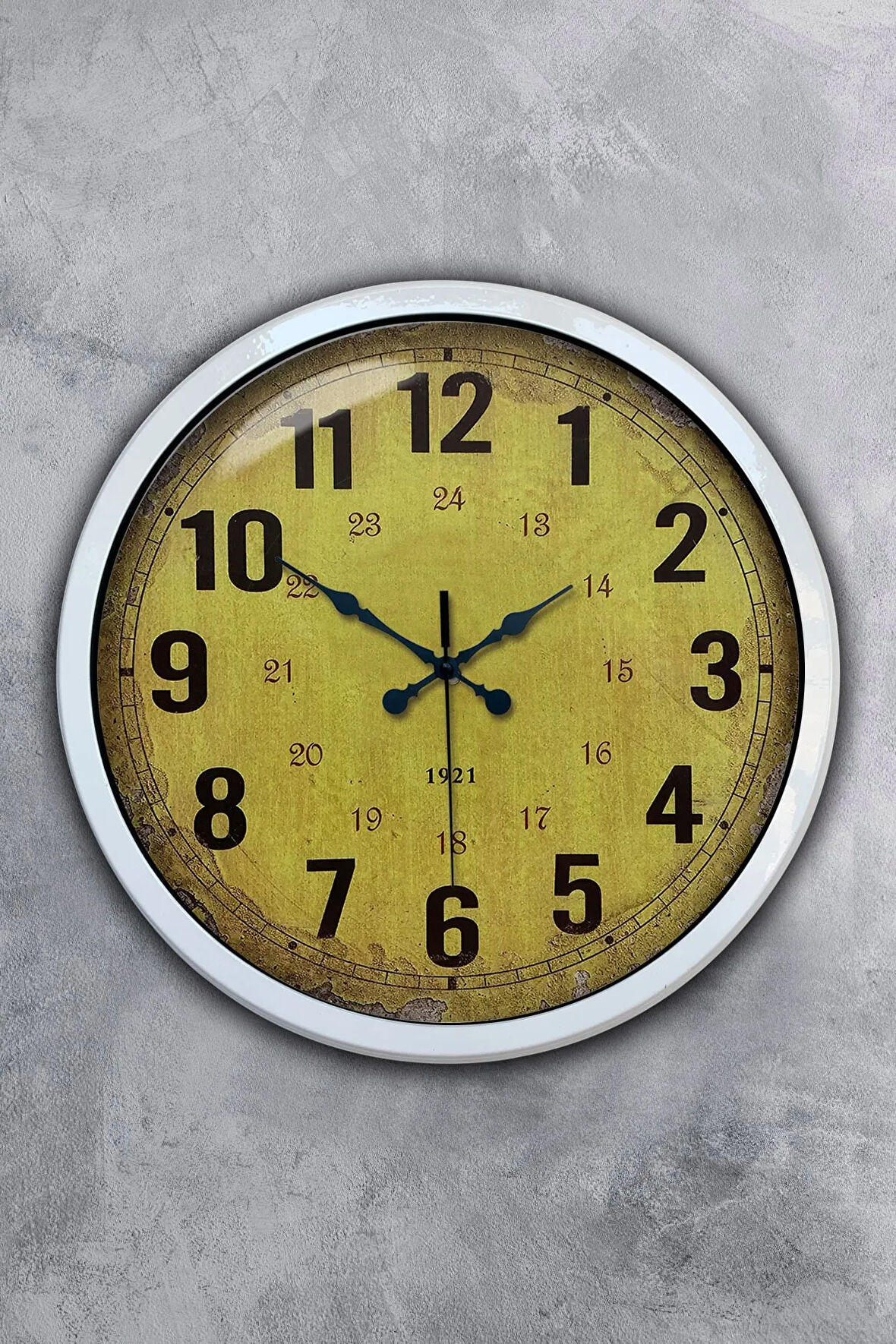 Hediyelik 40 Cm Beyaz Metal Sarı Duvar Saati