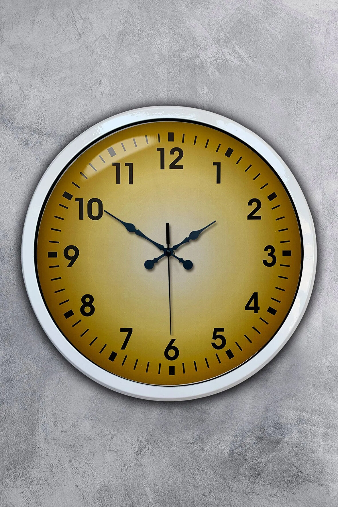 Hediyelik 40 Cm Beyaz Metal Yellow Duvar Saati