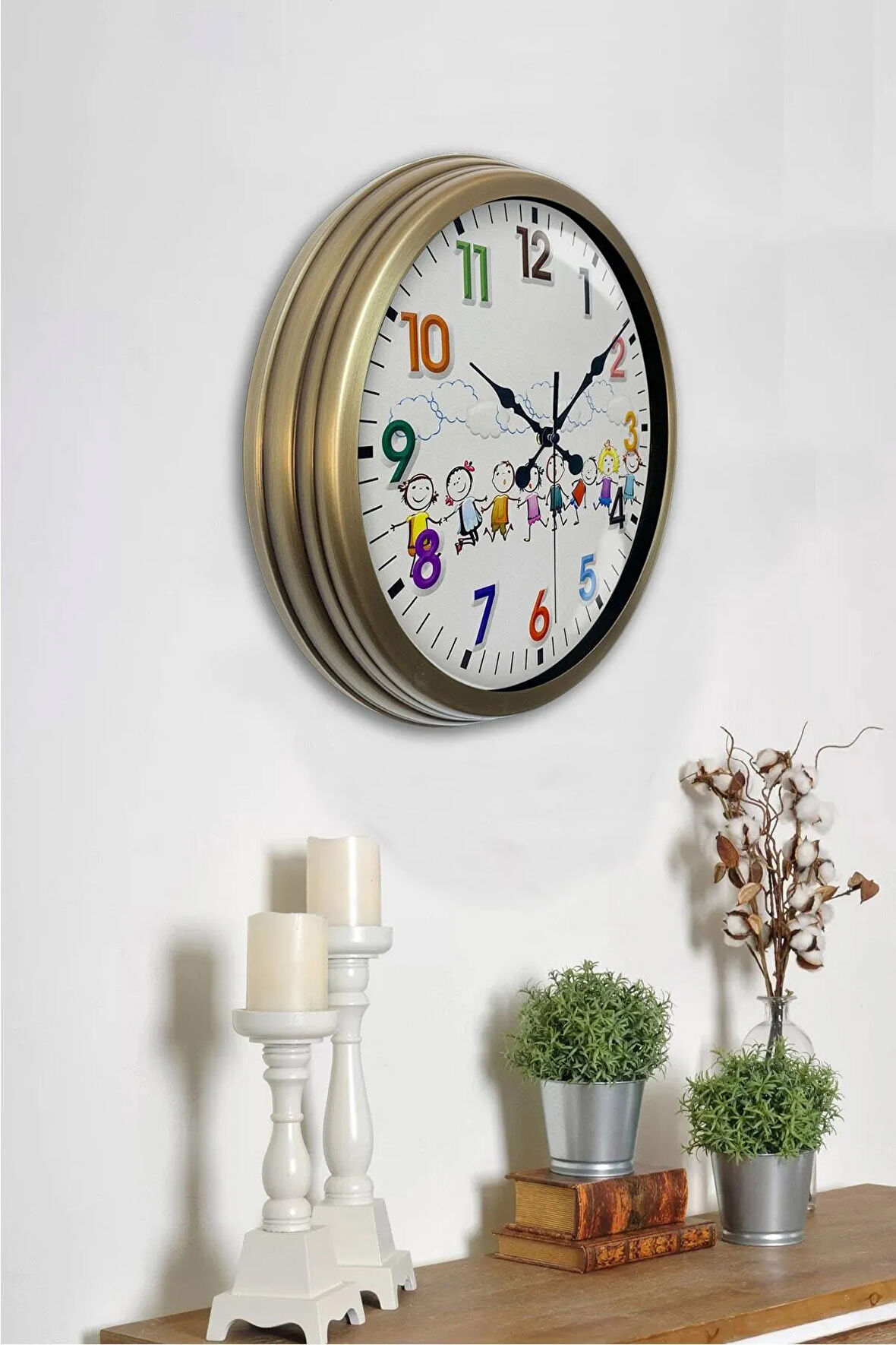40 Cm Eskitme Metal Çocuk Odası Duvar Saati