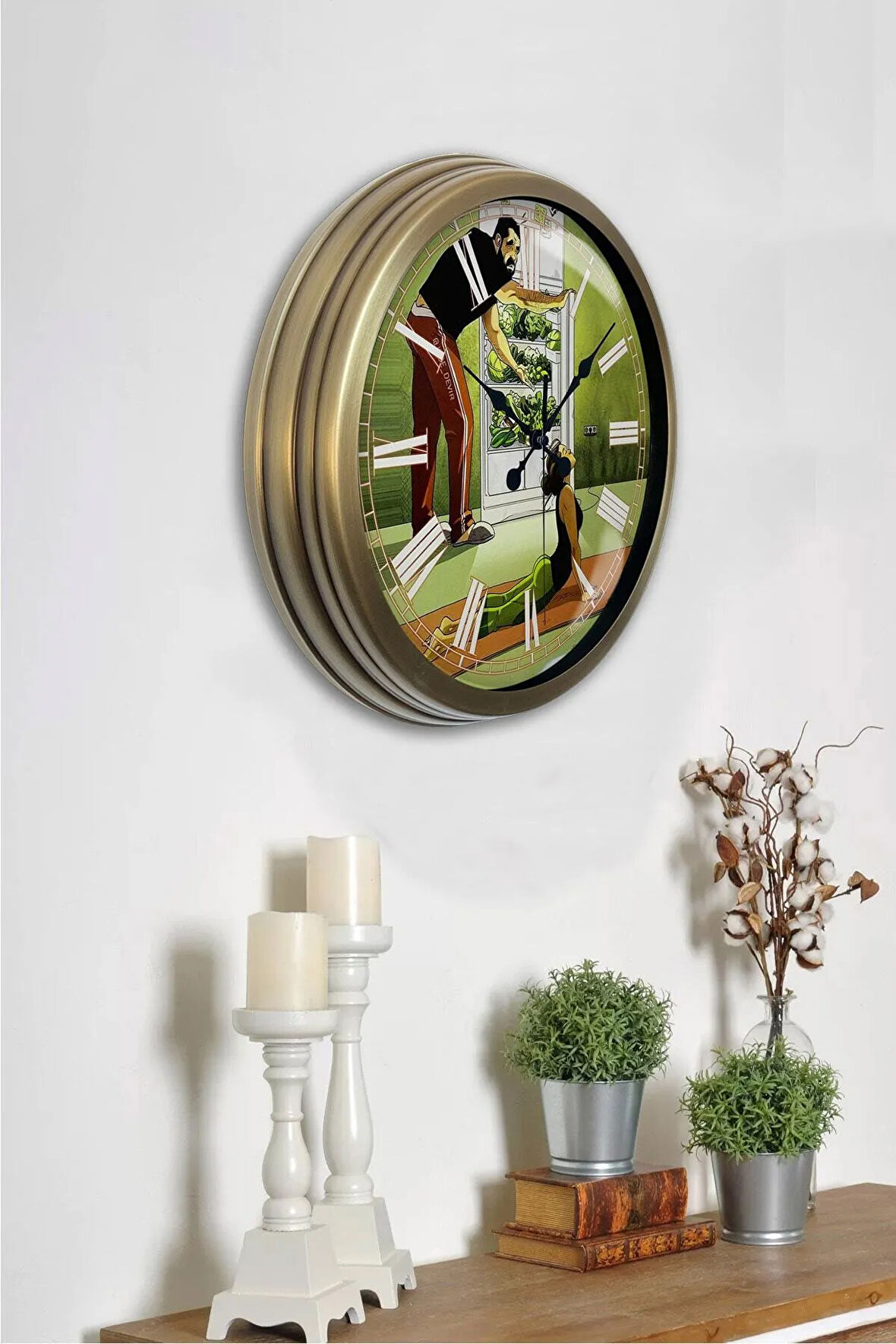 40 Cm Eskitme Metal Diyetisyen Duvar Saati
