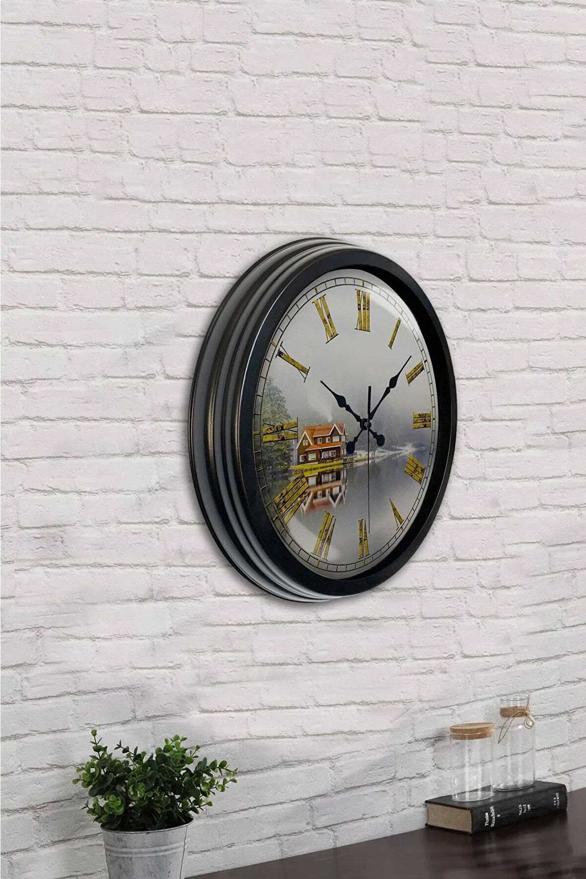 Hediyelik 40 Cm Siyah Metal Alanya Duvar Saati