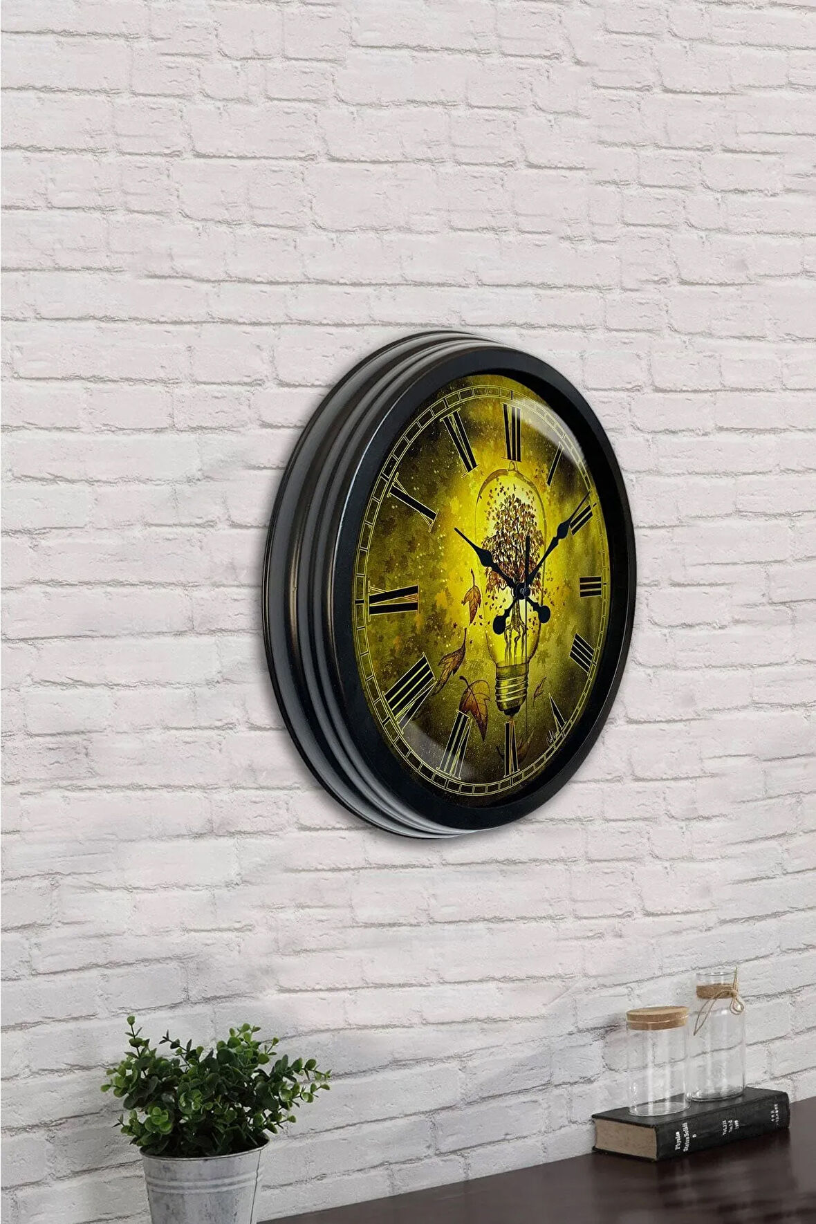 Hediyelik 40 Cm Siyah Metal Ampül Duvar Saati