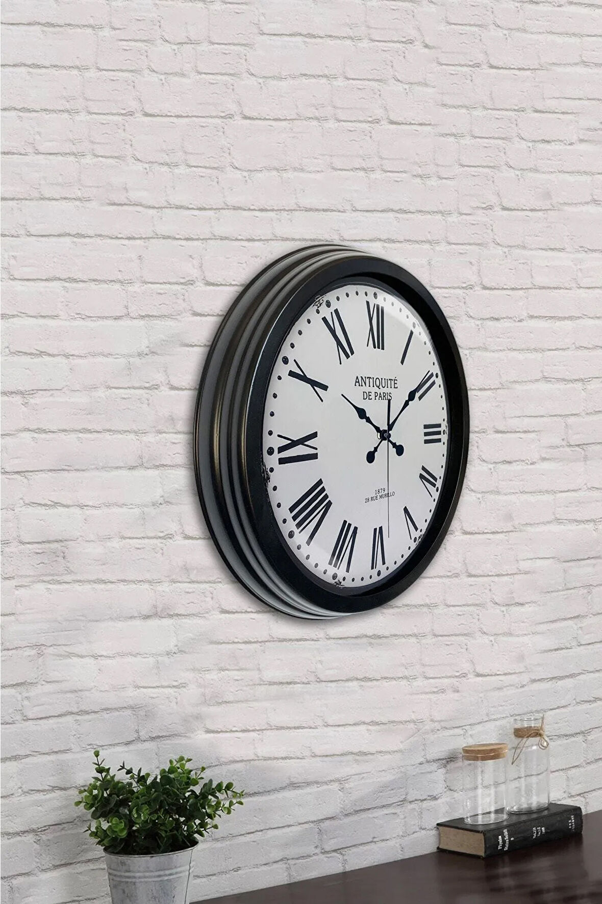 Hediyelik 40 Cm Siyah Metal Antiquite Duvar Saati