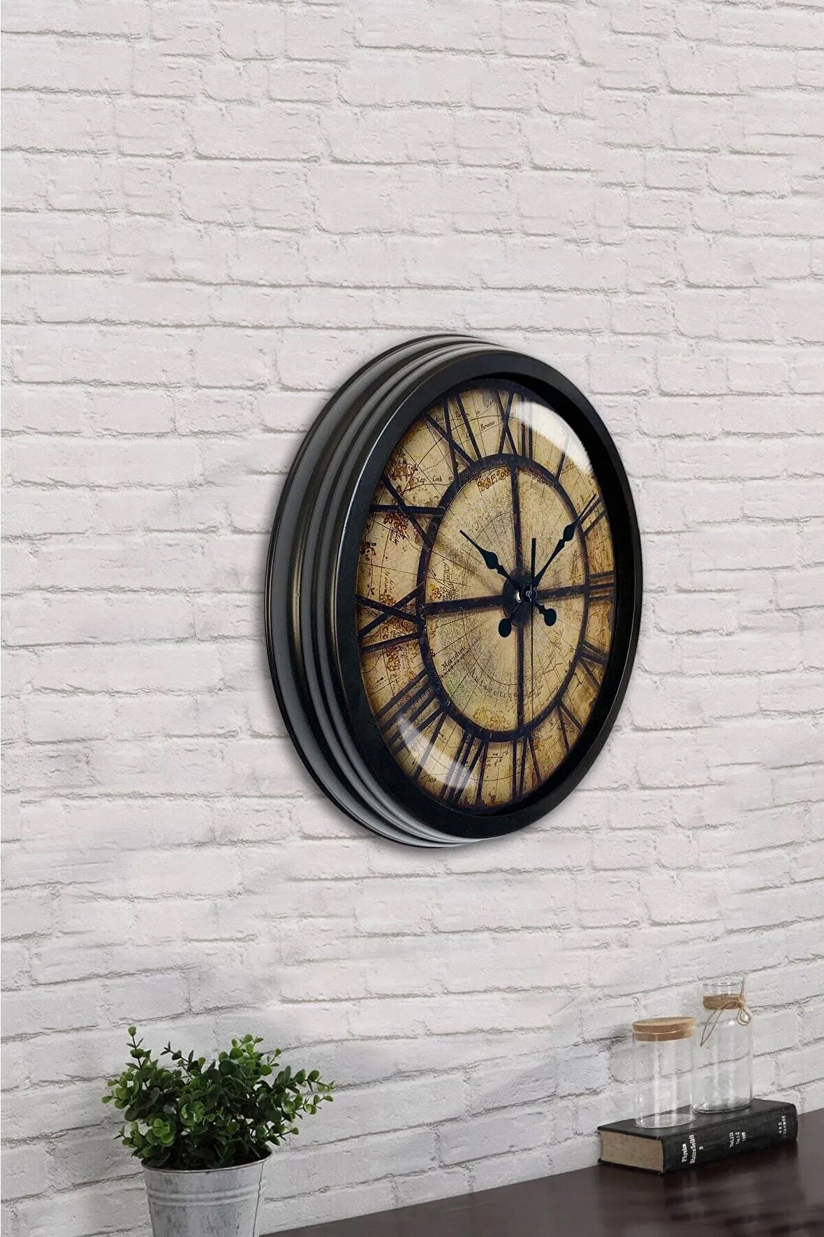 Hediyelik 40 Cm Siyah Metal Antique Duvar Saati