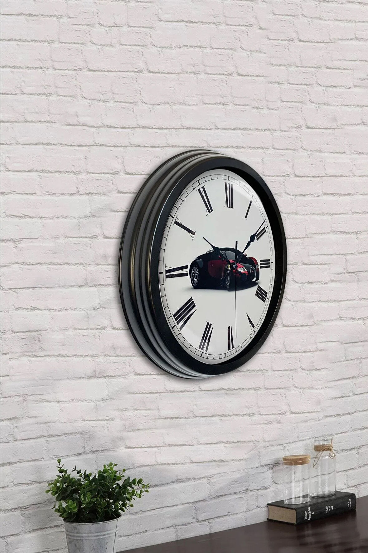 Hediyelik 40 Cm Siyah Metal Bugatti Duvar Saati