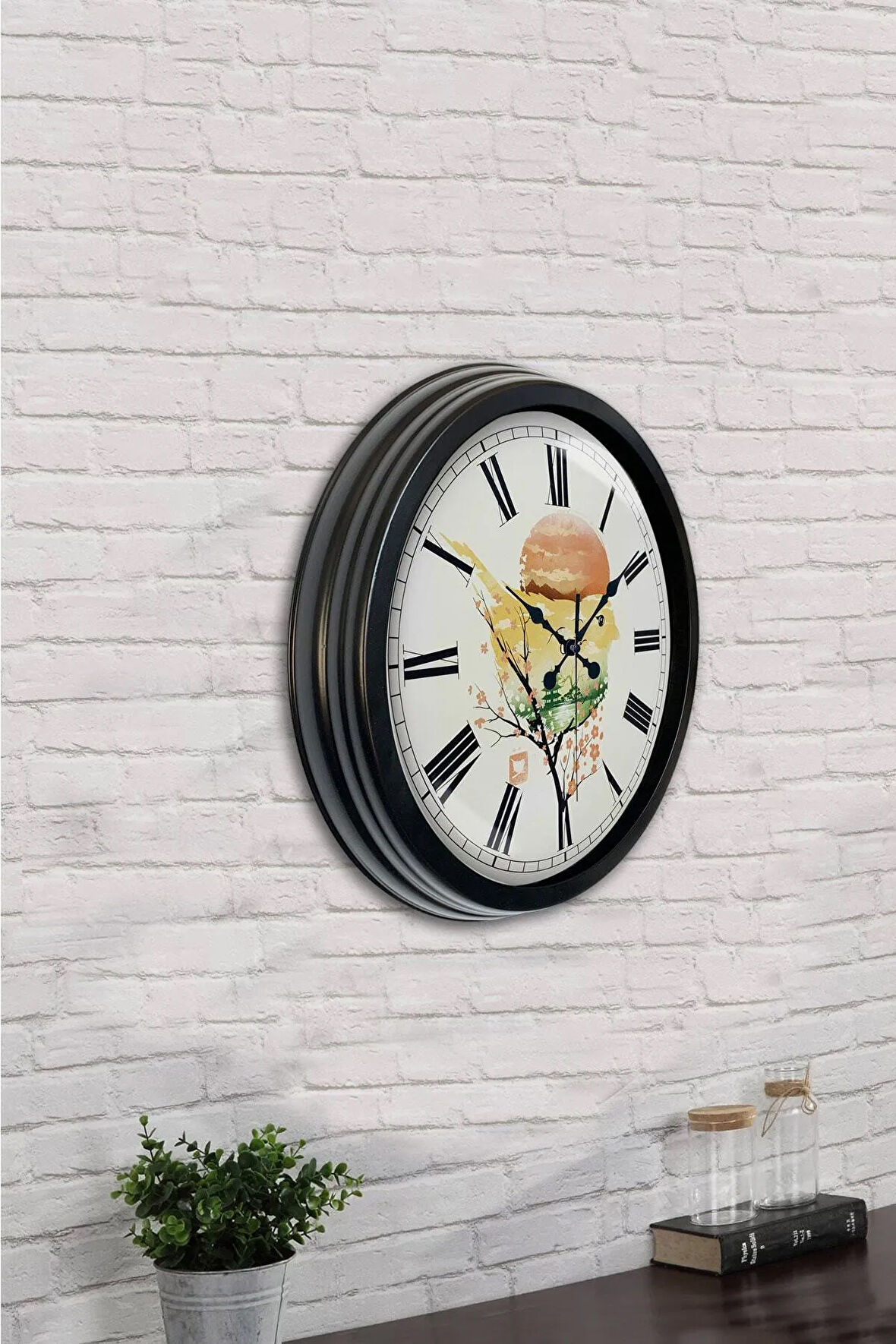 Hediyelik 40 Cm Siyah Metal Doğal Duvar Saati