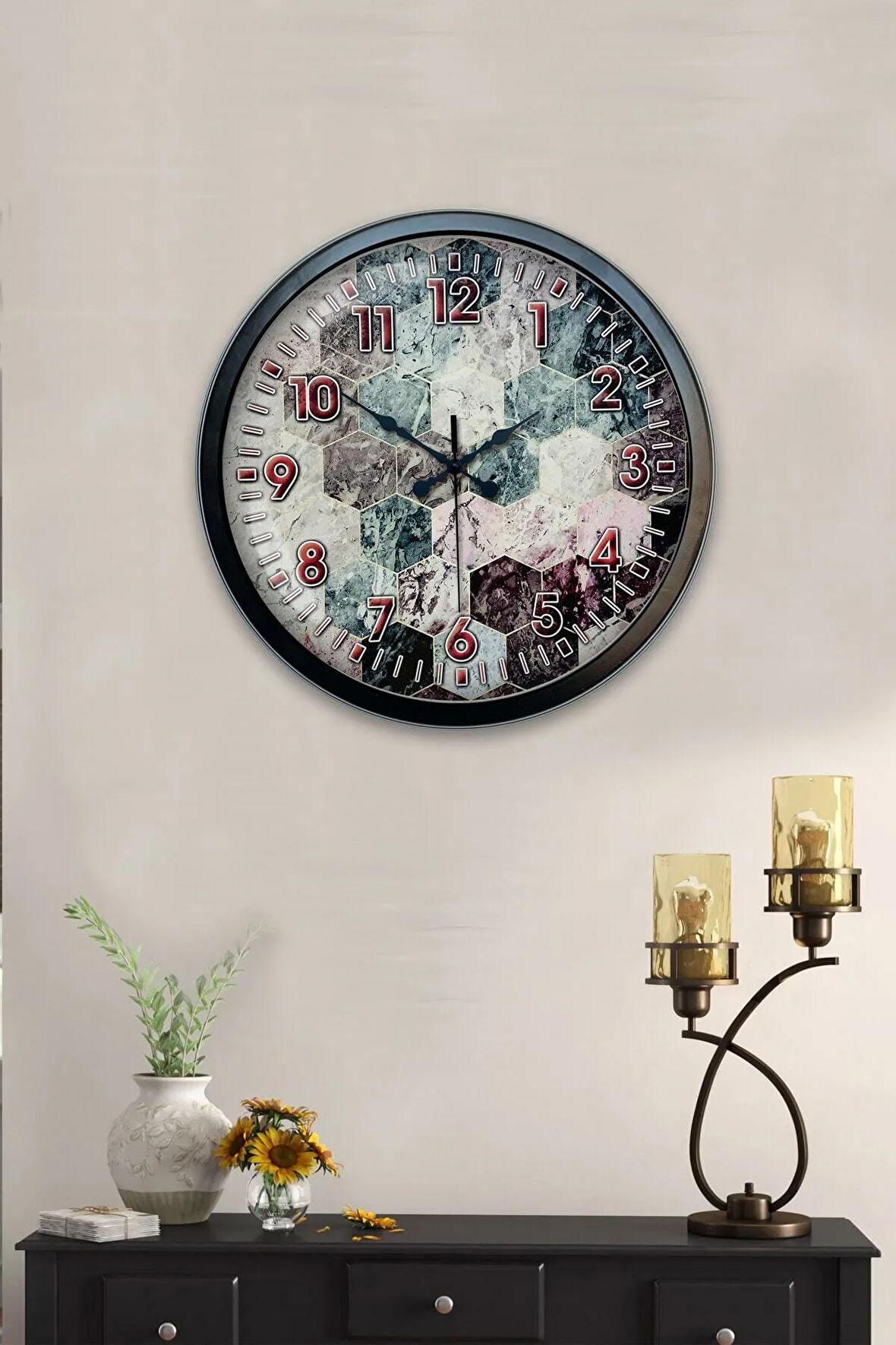 Hediyelik 40 Cm Siyah Metal Sezgisel Duvar Saati