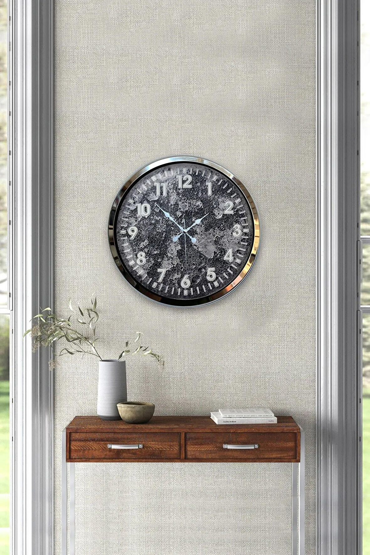 Hediyelik 40 Cm Krom Metal Kreter Duvar Saati