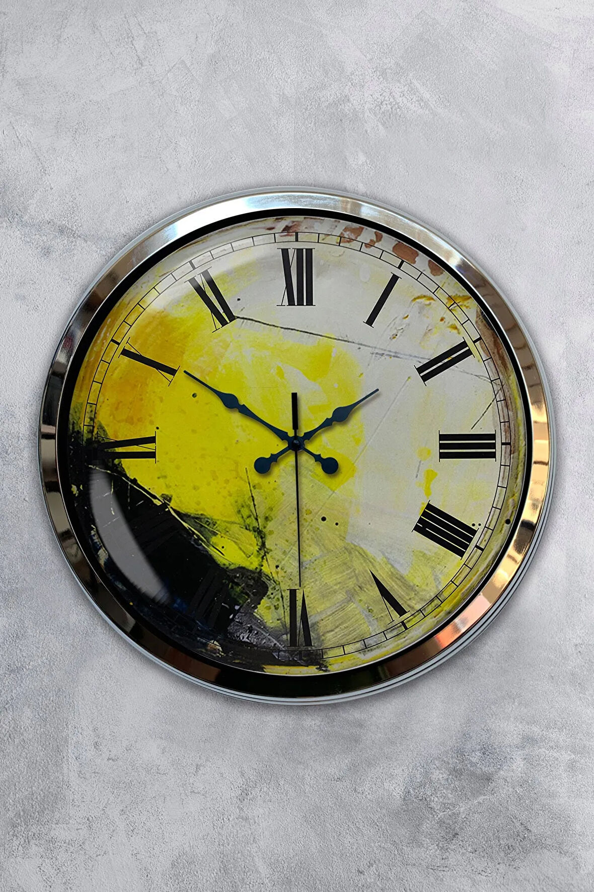 Hediyelik 40 Cm Krom Metal Sanatsal Duvar Saati