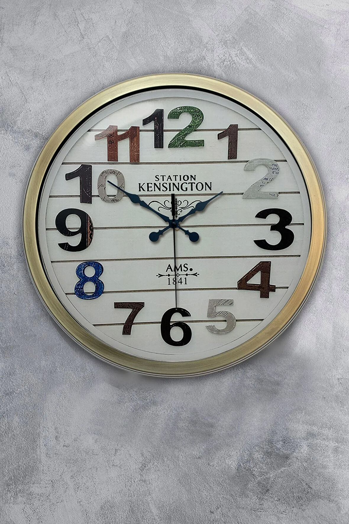 40 Cm Eskitme Metal Renkli Sayı Duvar Saati