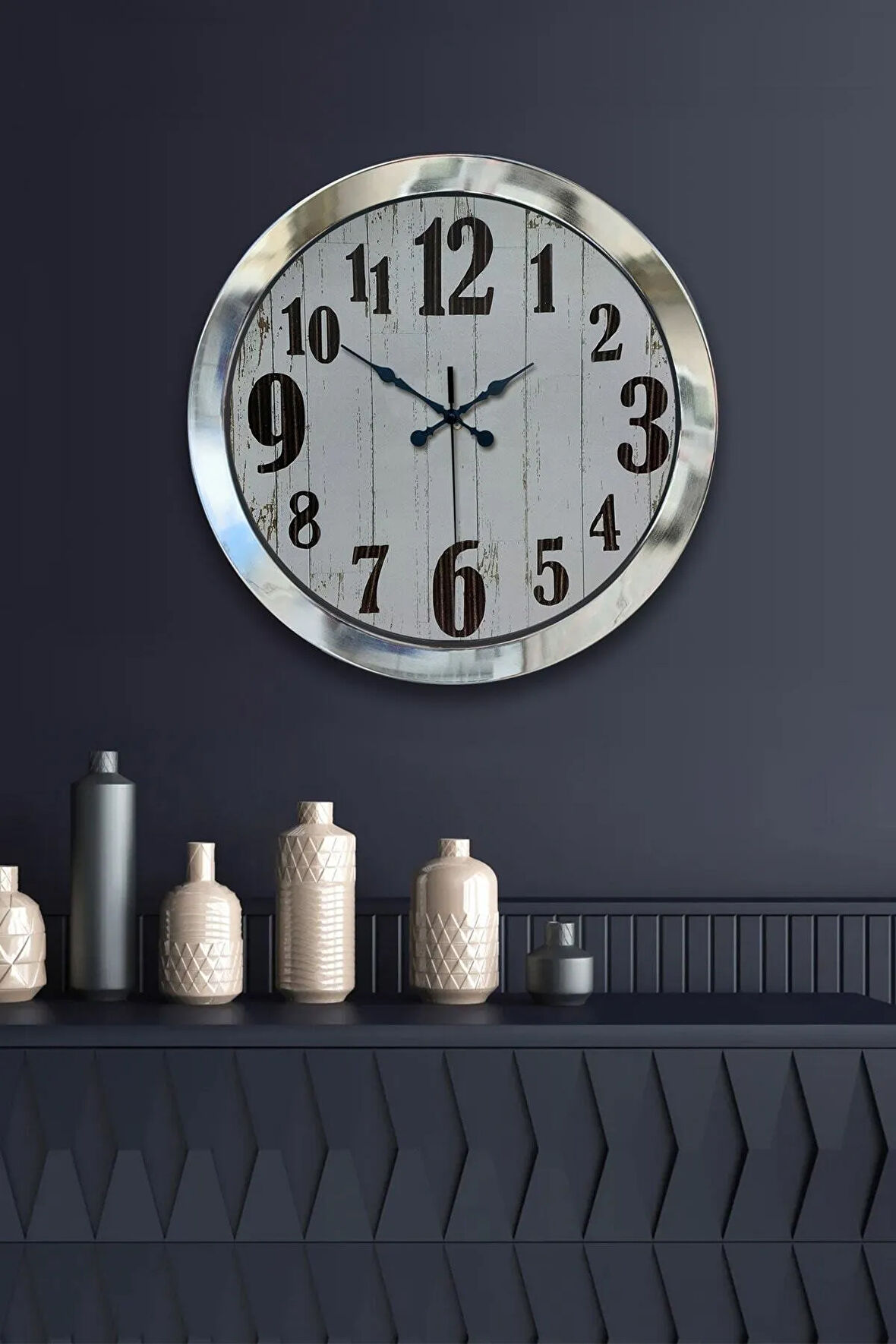 Hediyelik 36 Cm Krom Metal Dekoratif Duvar Saati