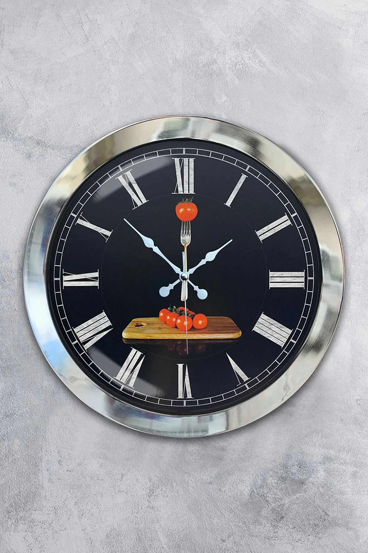 Hediyelik 36 Cm Krom Metal Kitchen Duvar Saati