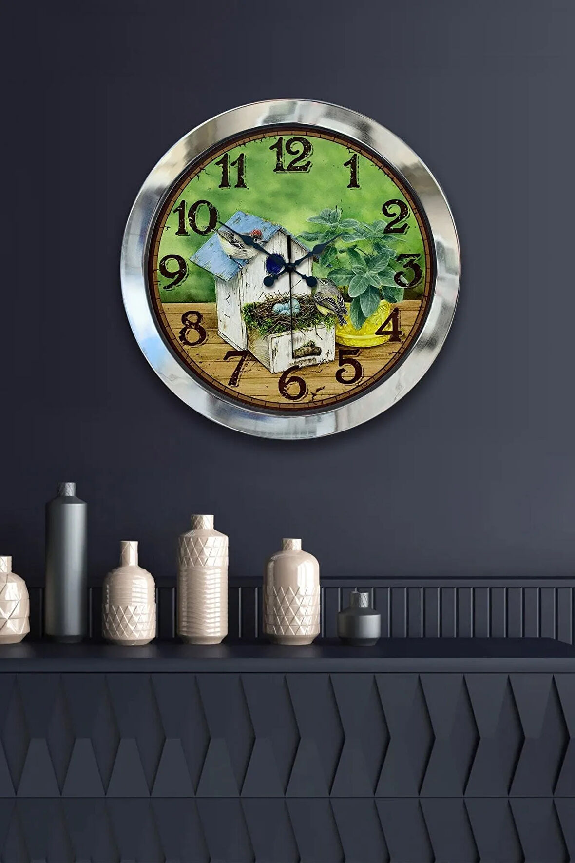 Hediyelik 36 Cm Krom Metal Masum Duvar Saati