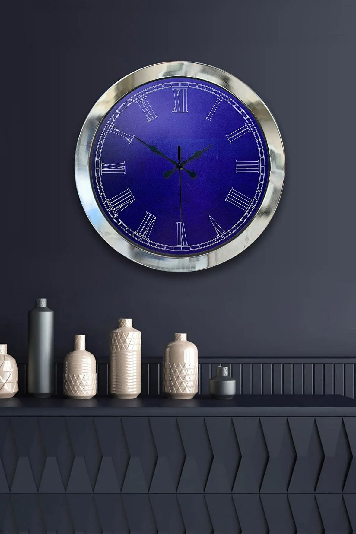 Hediyelik 36 Cm Krom Metal Mor Duvar Saati