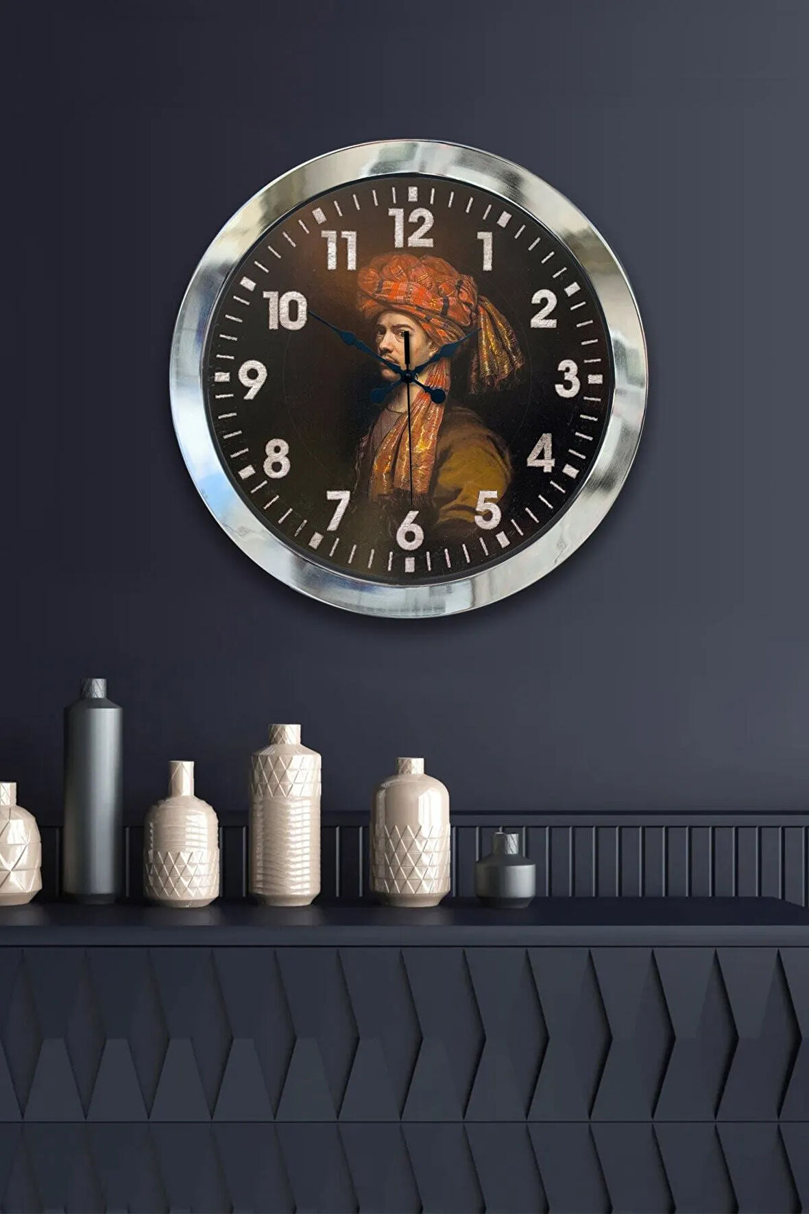 Hediyelik 36 Cm Krom Metal Osmanlı Duvar Saati