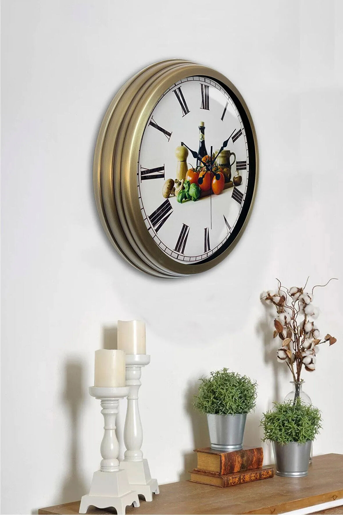 40 Cm Eskitme Metal Mutfak Duvar Saati