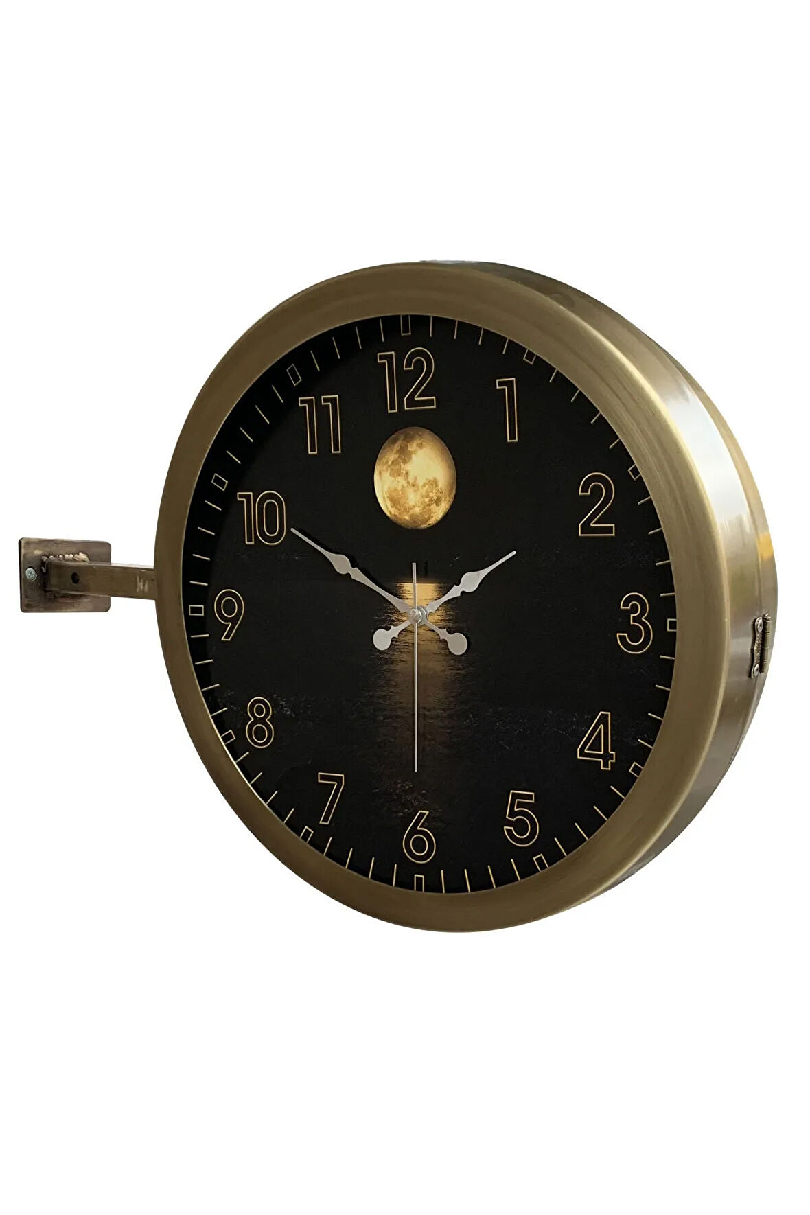 Hediyelik 36 cm Eskitme Metal Gece Istasyon Duvar Saati