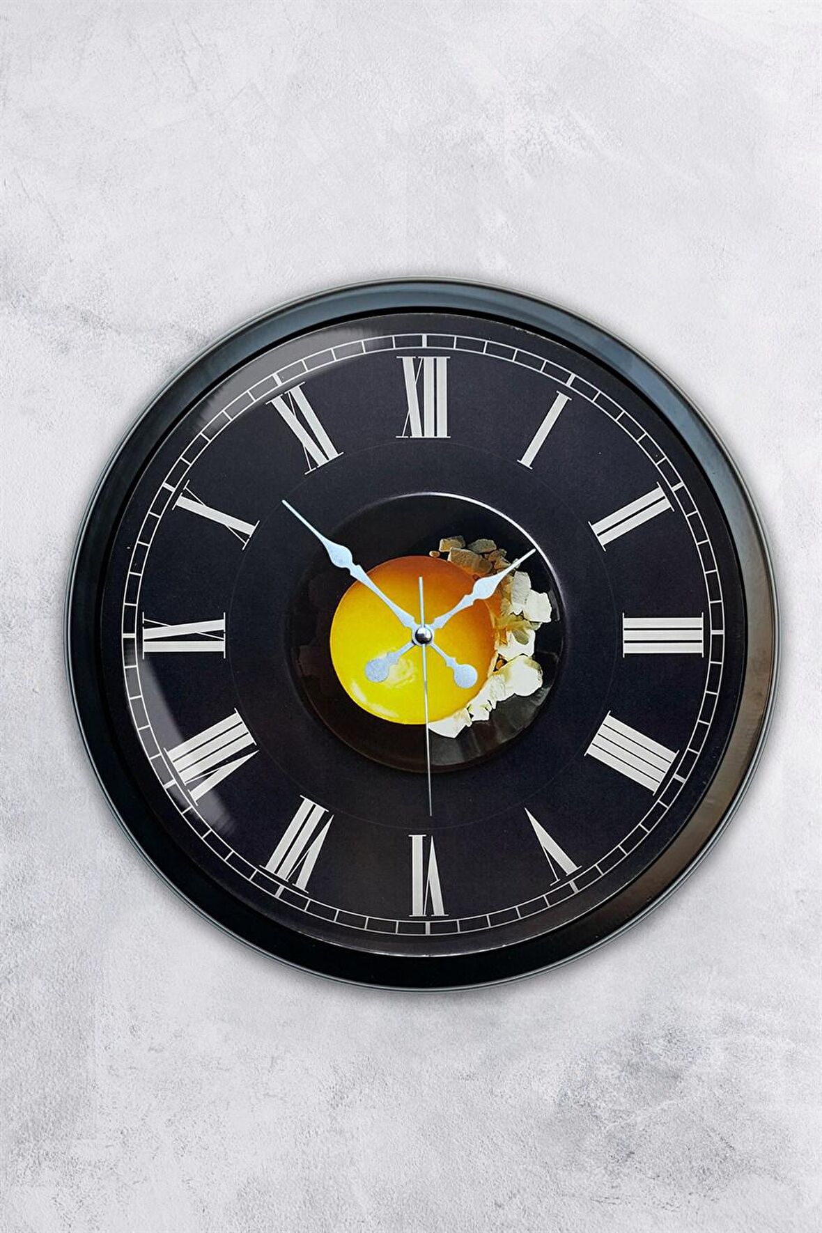 40 Cm Siyah Metal Yumurta Duvar Saati