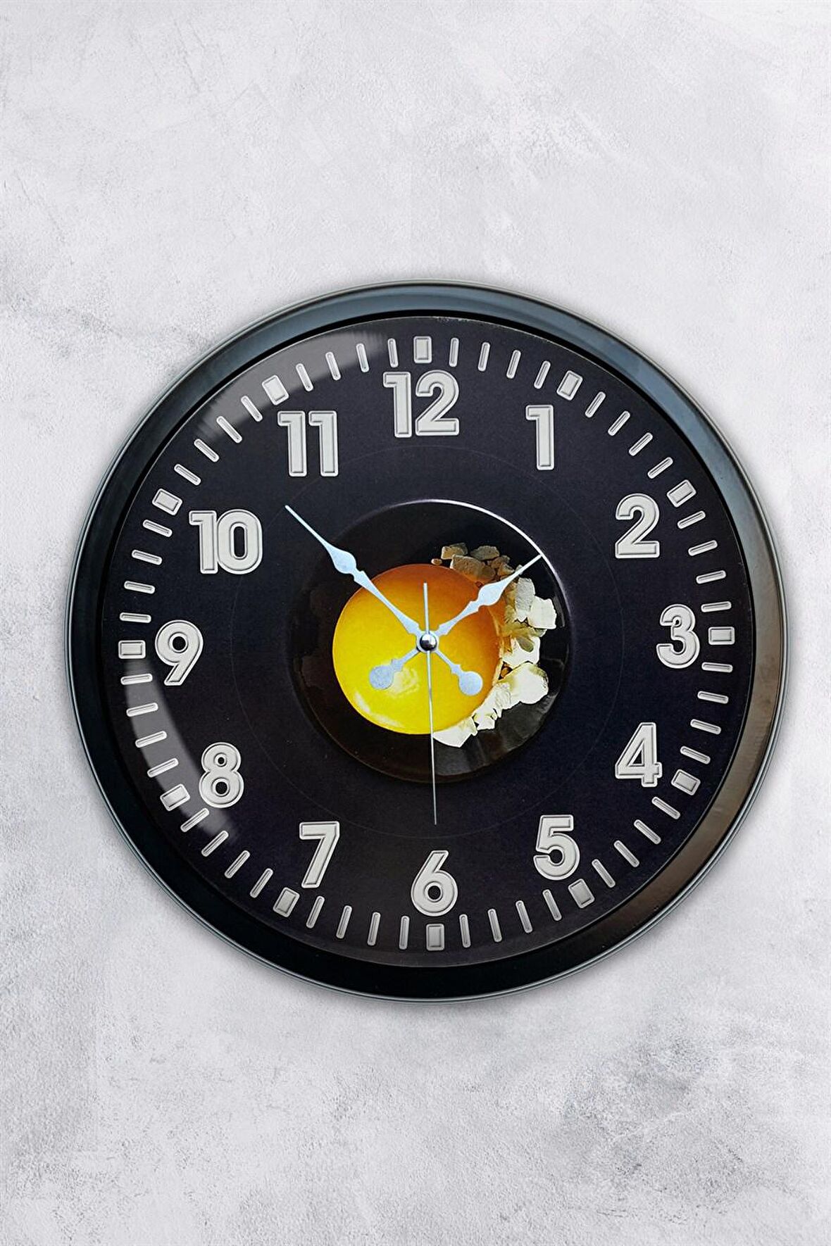 40 Cm Siyah Metal Yumurta Duvar Saati