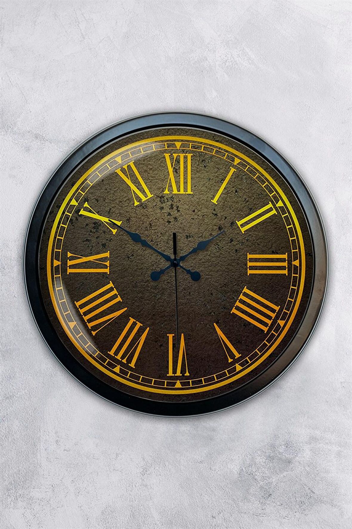 40 Cm Siyah Metal Yellow Duvar Saati