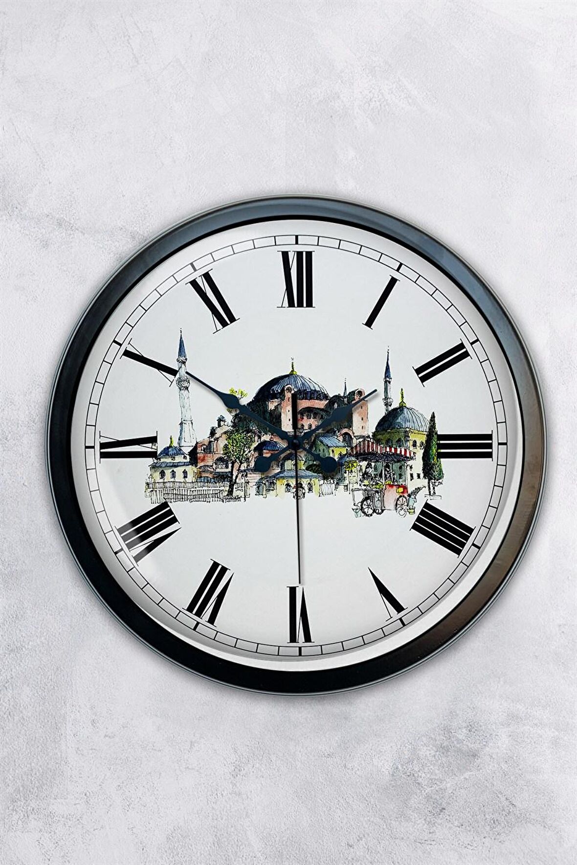 40 Cm Siyah Metal Yeni Cami Duvar Saati