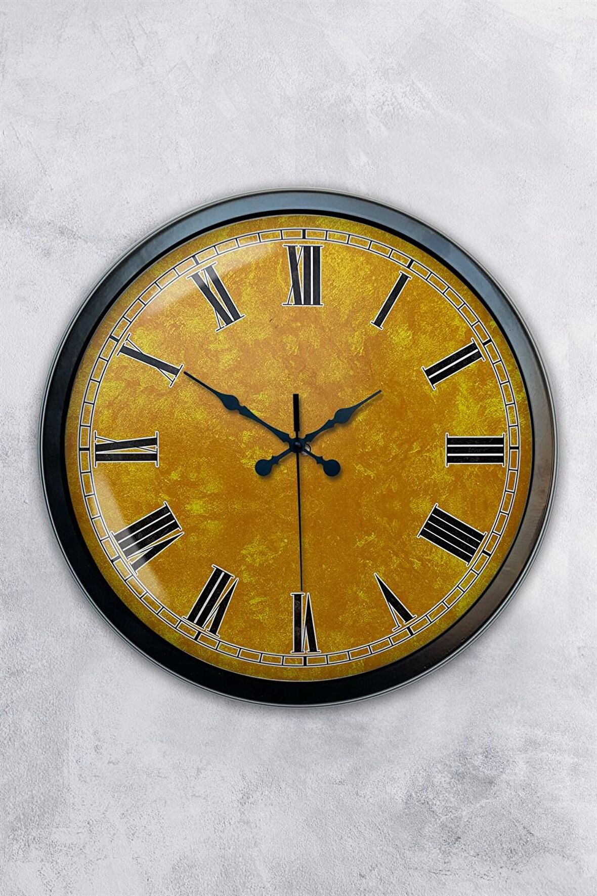 40 Cm Siyah Metal Yellow Duvar Saati