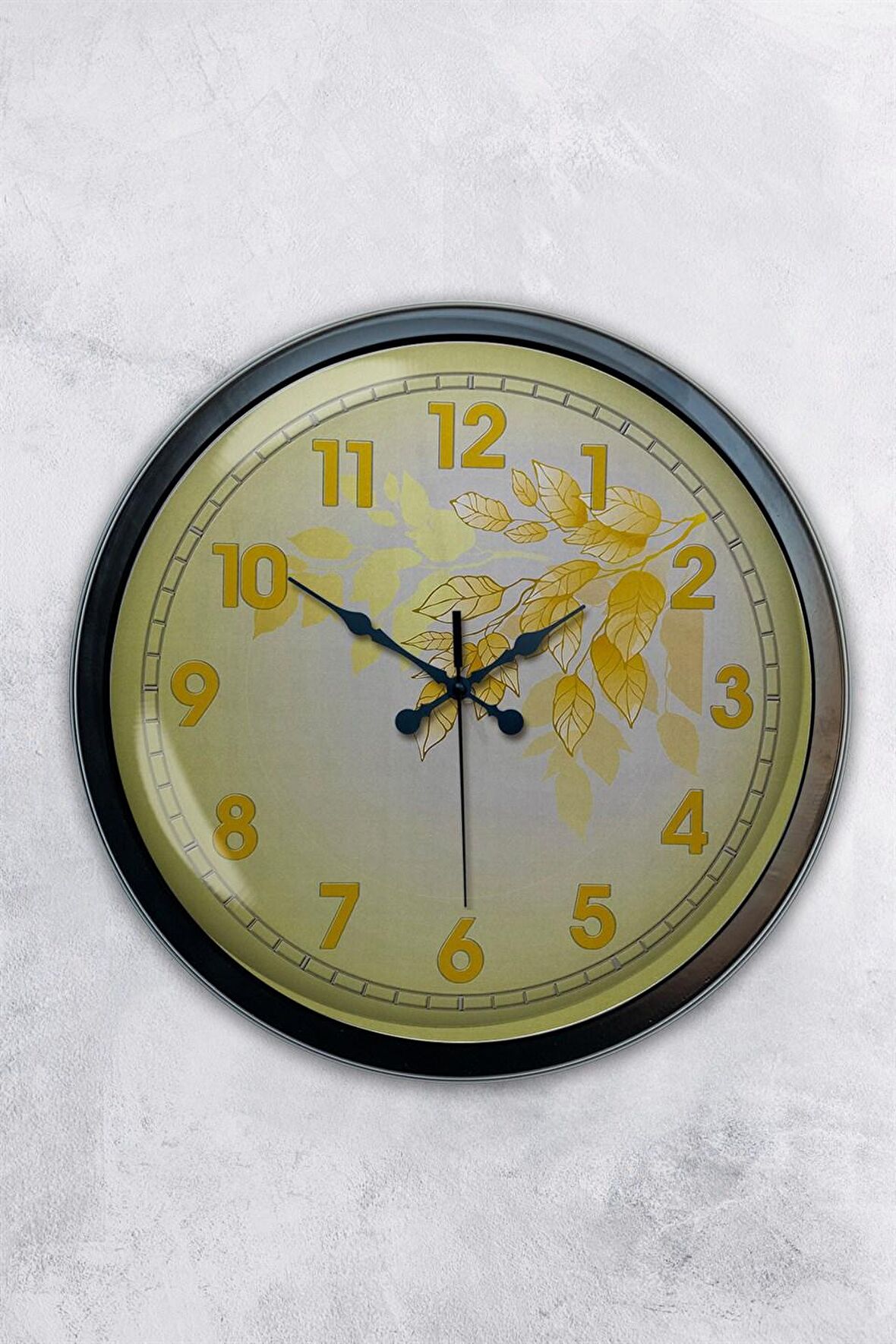 40 Cm Siyah Metal Yellow Duvar Saati