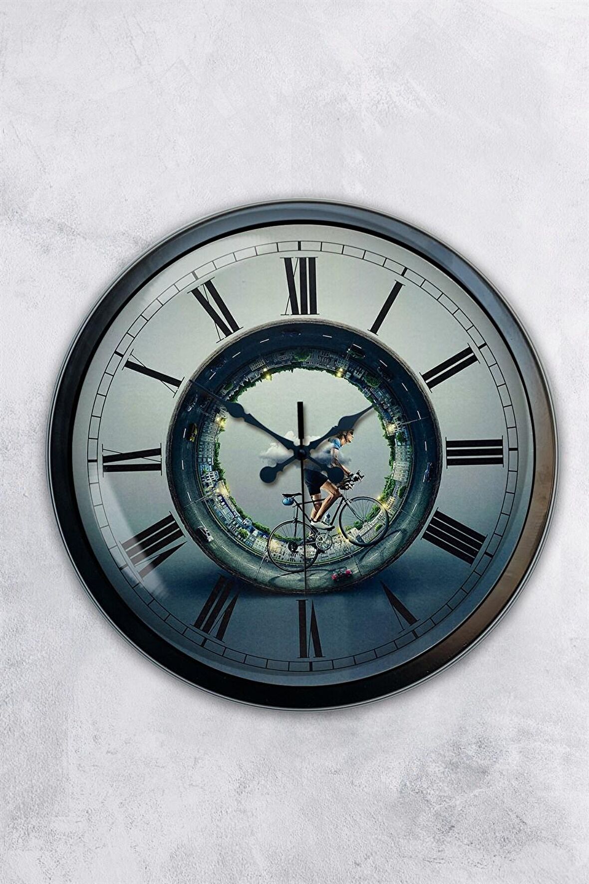 40 Cm Siyah Metal Yarışçı Duvar Saati