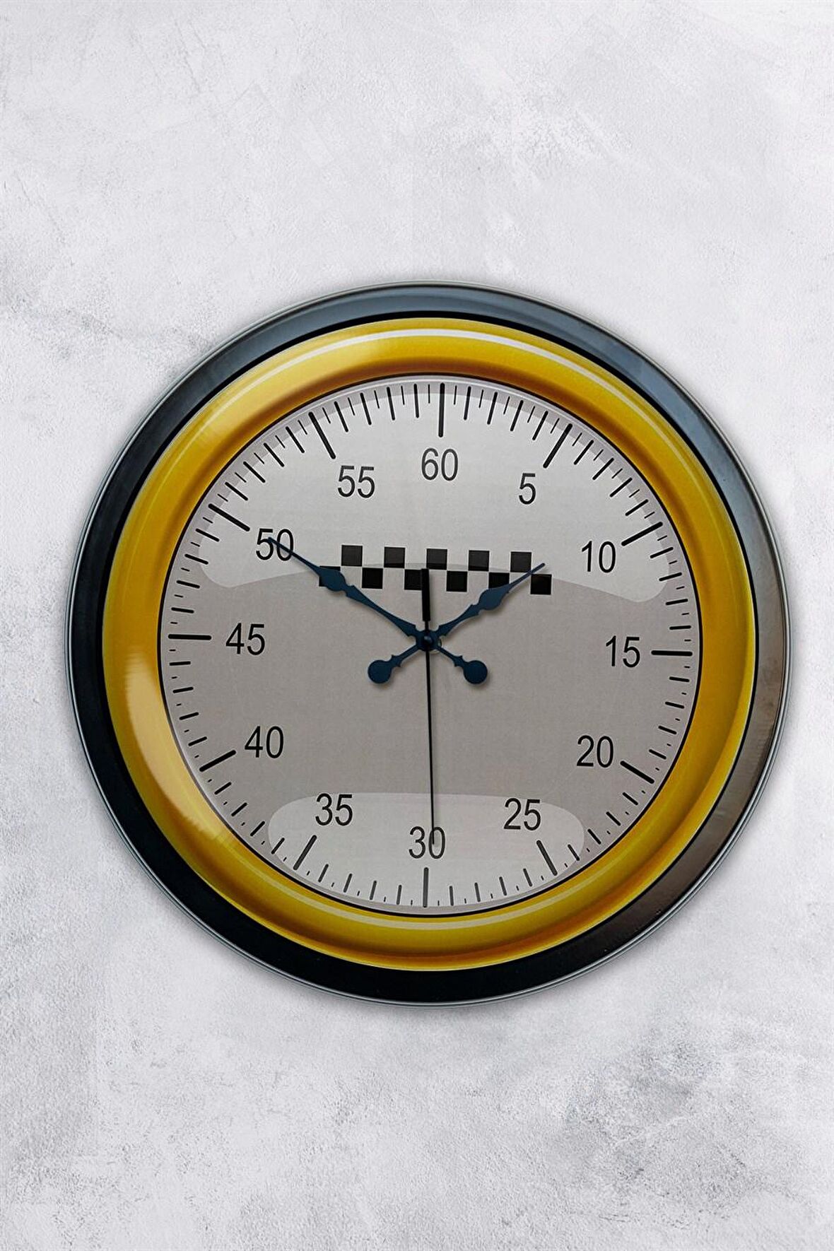 40 Cm Siyah Metal Yarış Duvar Saati