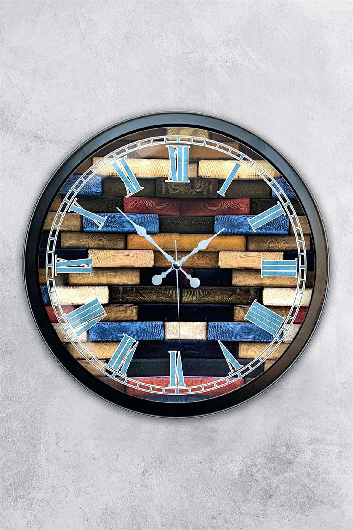 40 Cm Siyah Metal Wood Duvar Saati