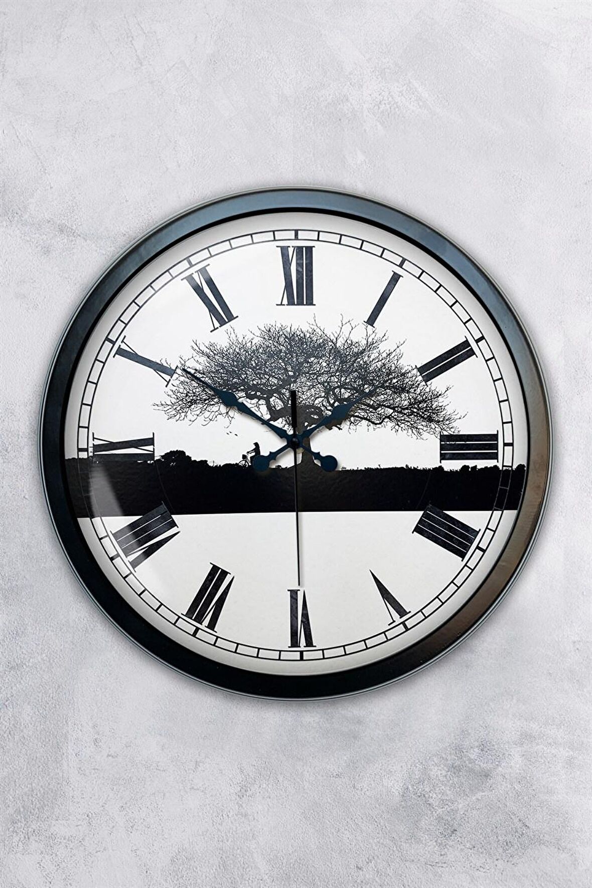 40 Cm Siyah Metal Wall Clock Duvar Saati