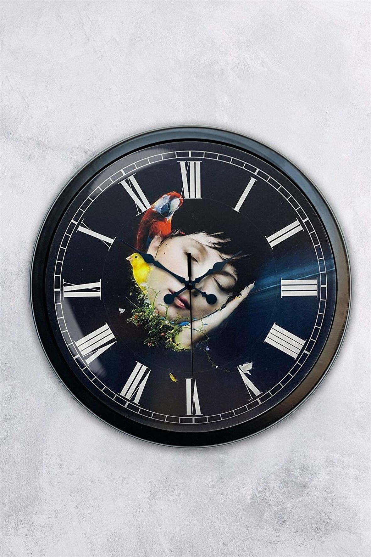 40 Cm Siyah Metal Uyku Duvar Saati