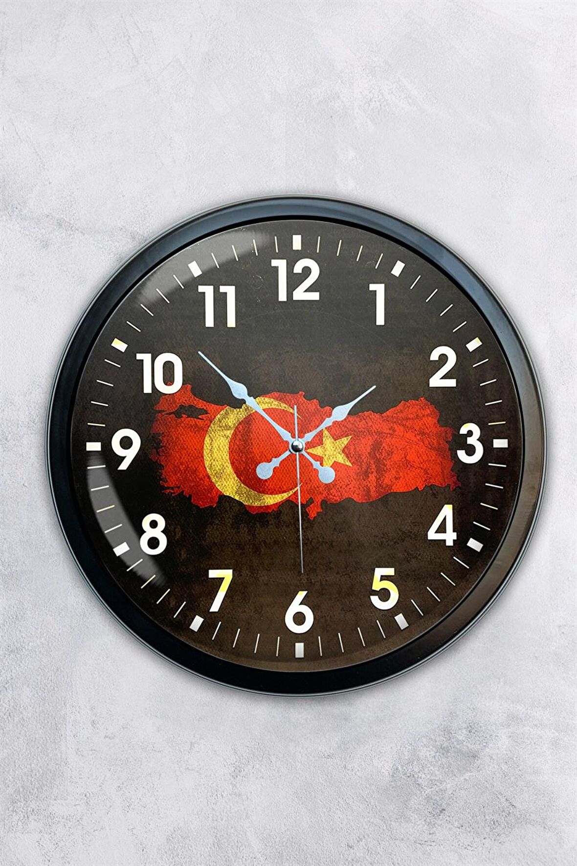 40 Cm Siyah Metal Türkiye Duvar Saati