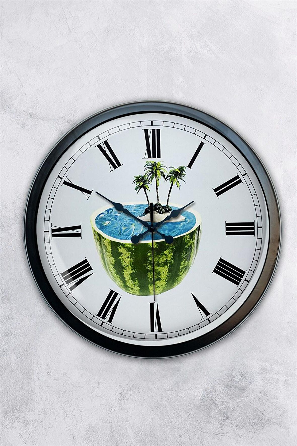 40 Cm Siyah Metal Turizm Duvar Saati