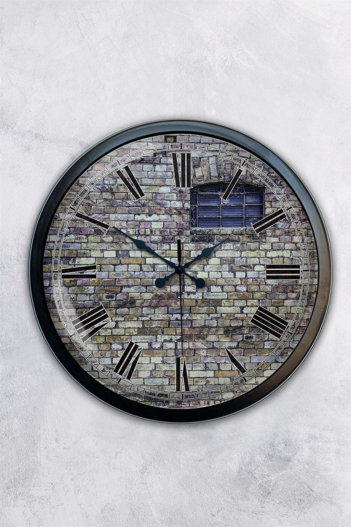40 Cm Siyah Metal Taş Yapı Duvar Saati