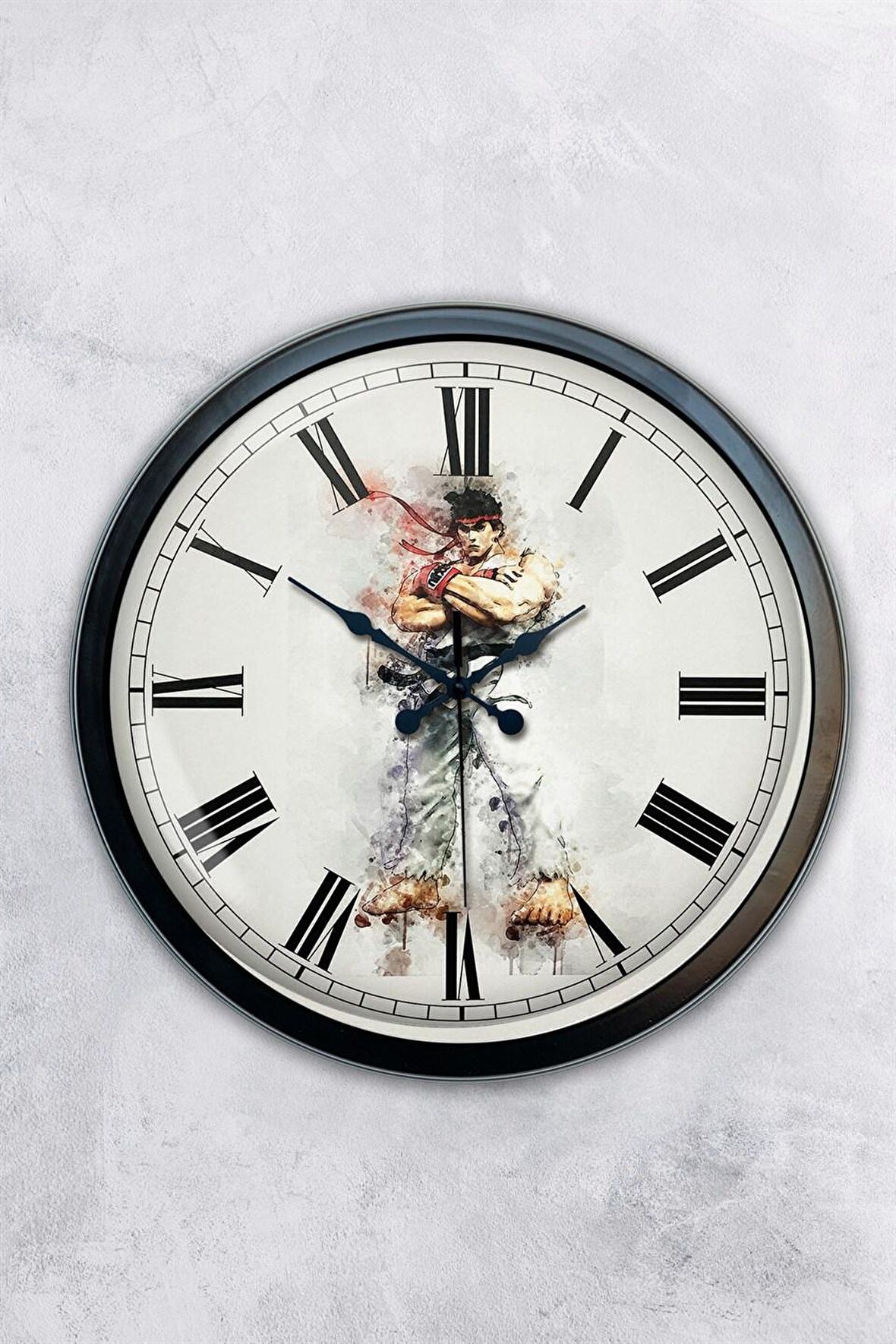 40 Cm Siyah Metal Street Fighter Duvar Saati